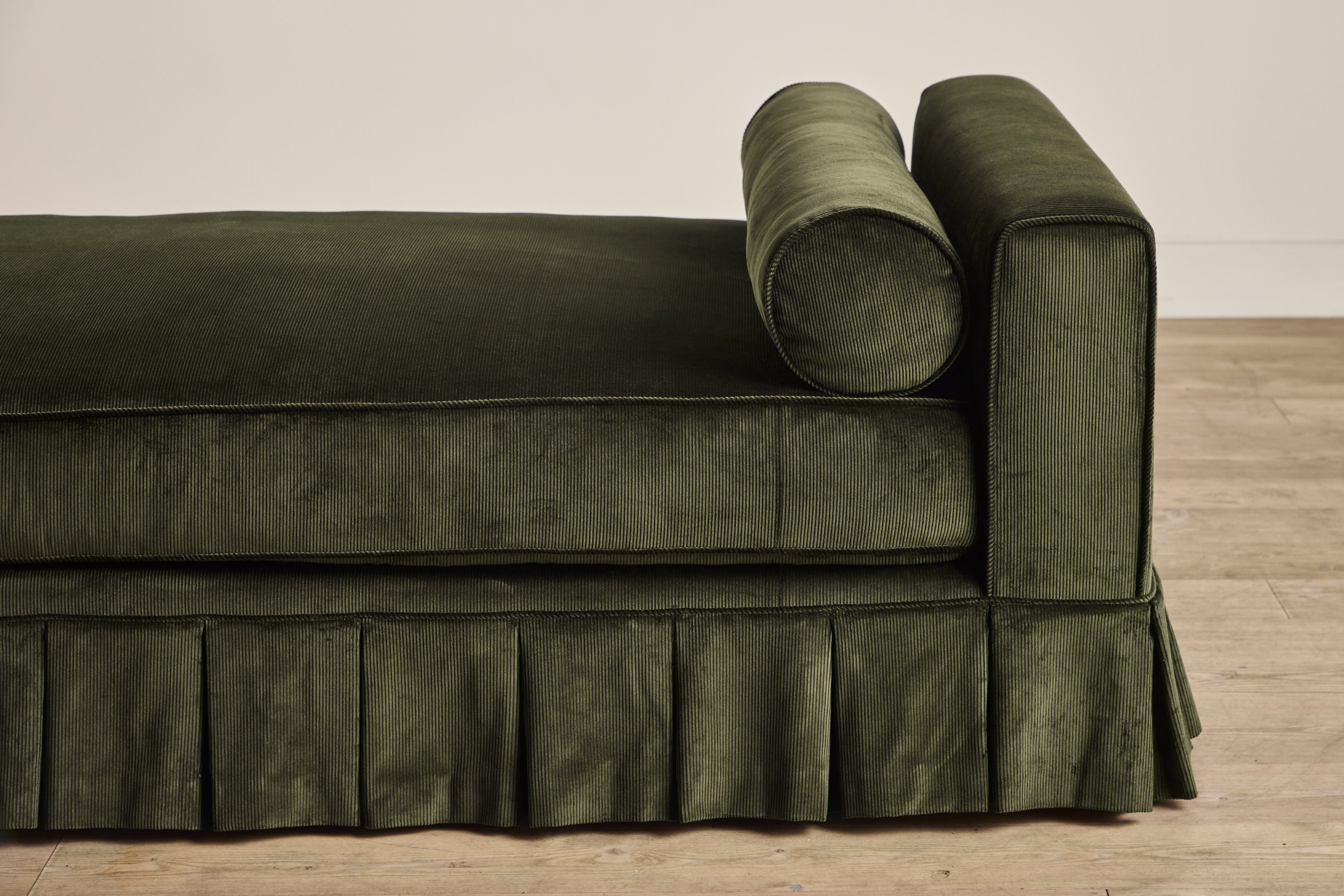 Shown in Holland & Sherry Dark Olive Corduroy and Natural Oak