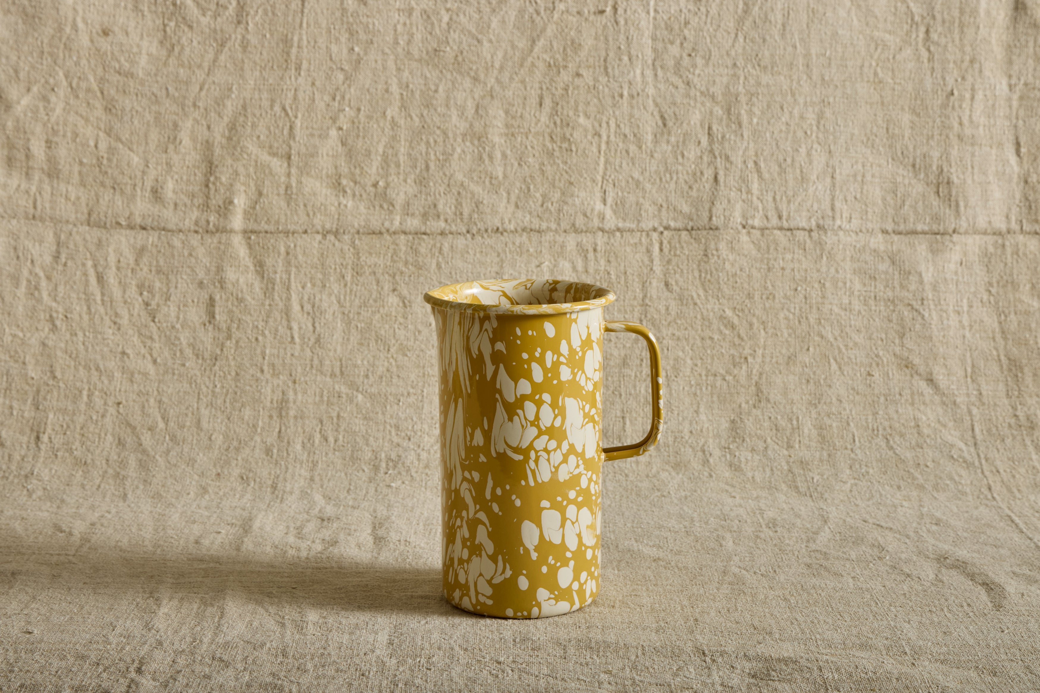 Enamelware Pitcher in Citron Splatter
