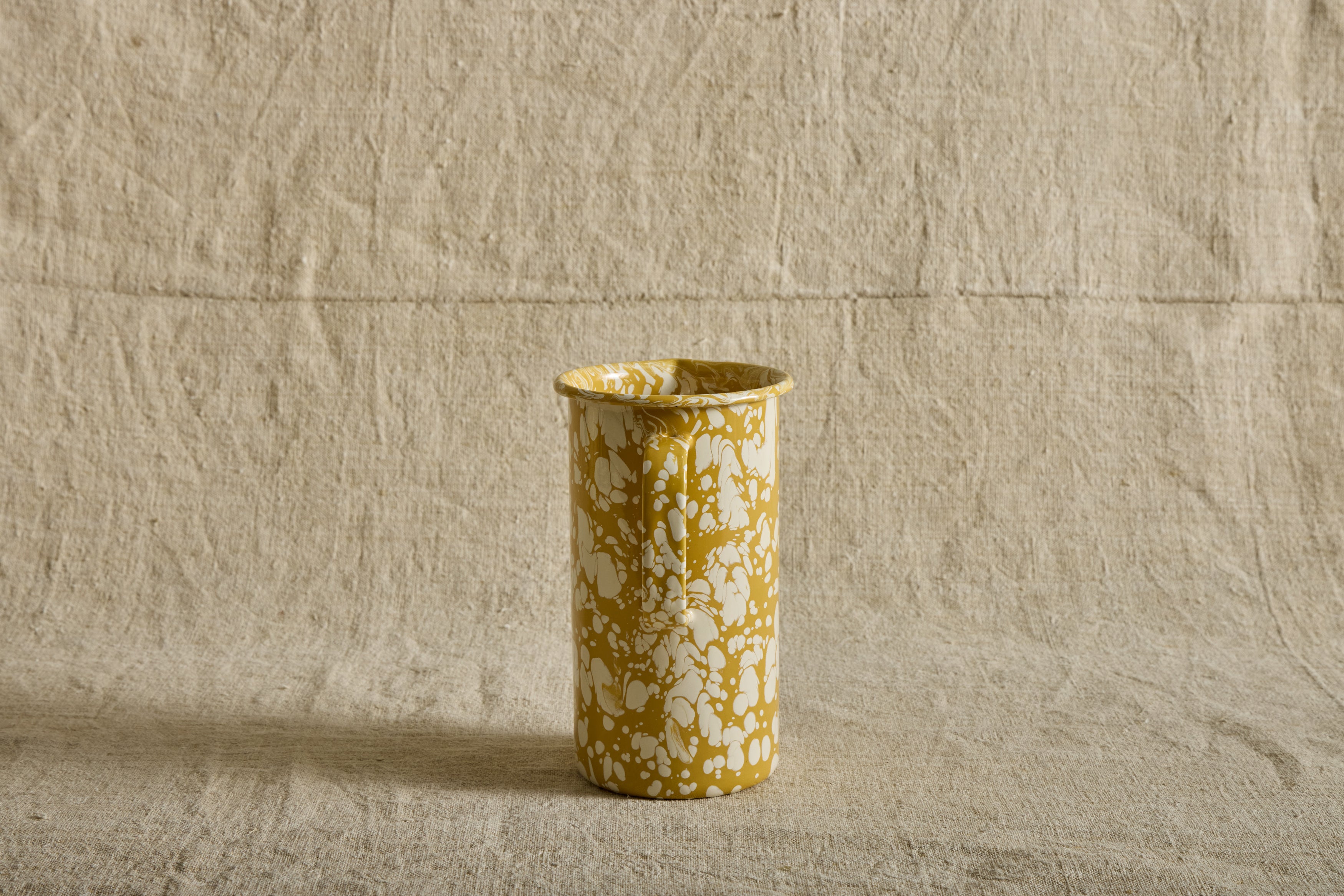 Enamelware Pitcher in Citron Splatter