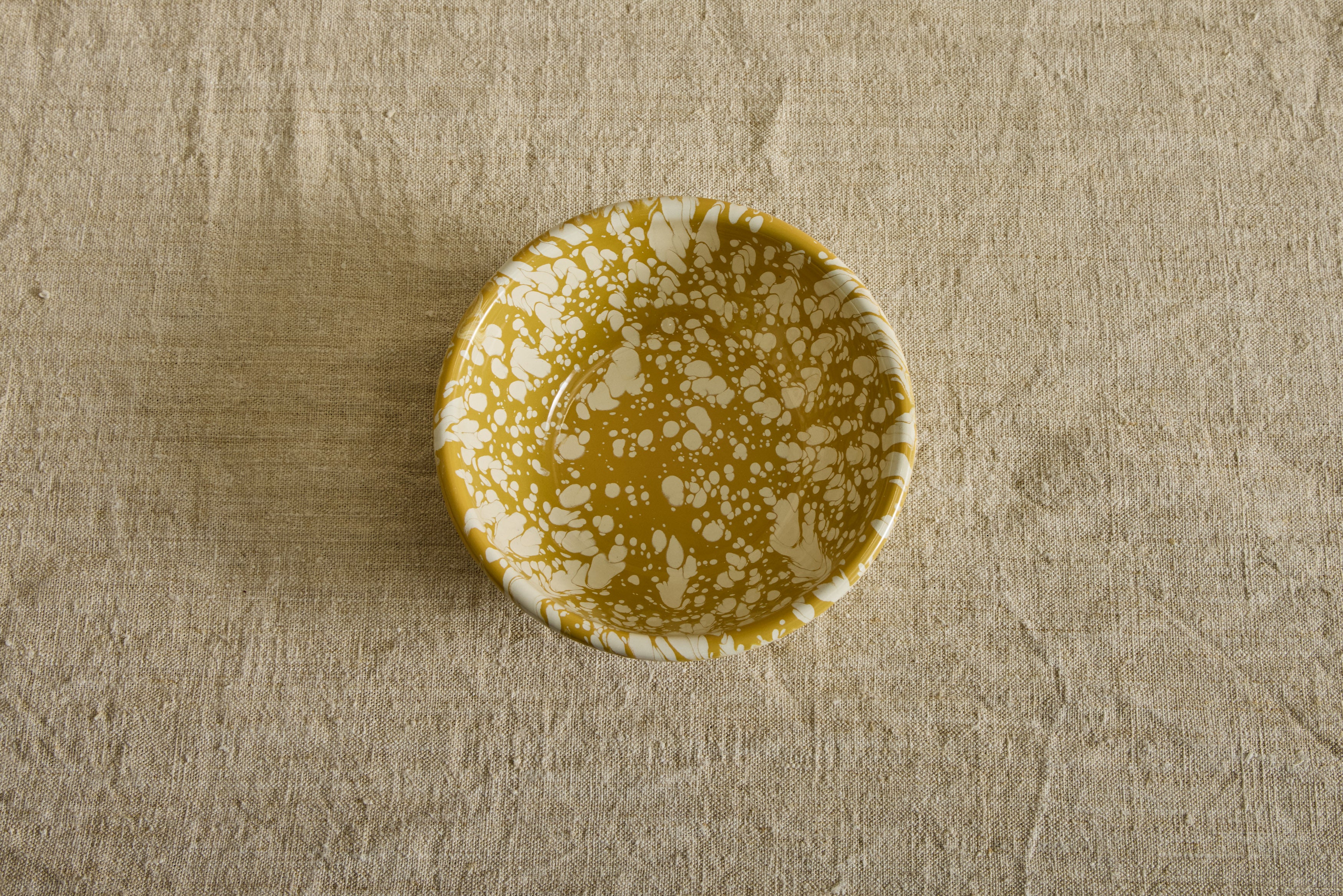 Enamelware Medium Bowl in Citron Splatter