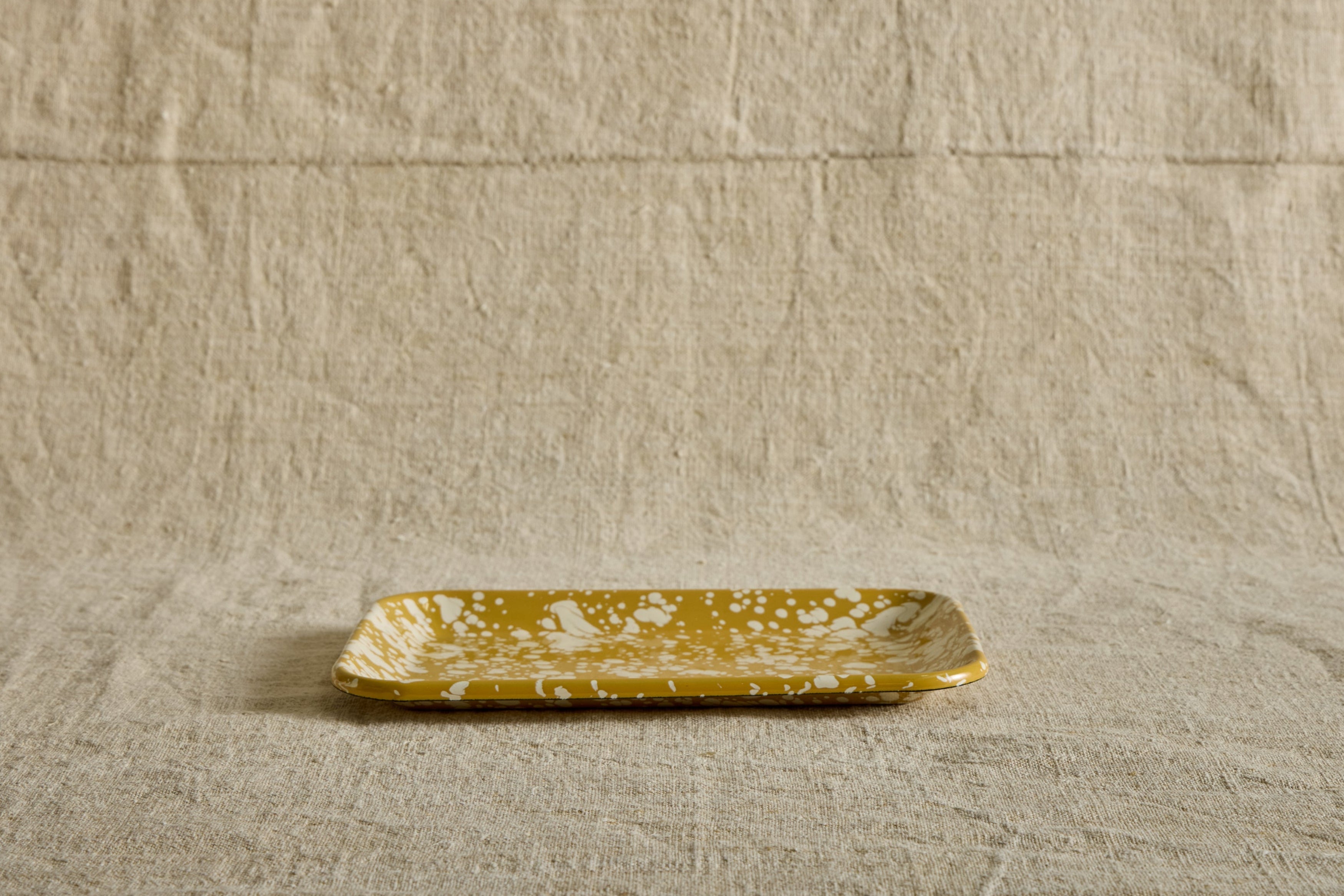 Enamelware Serving Tray in Citron Splatter