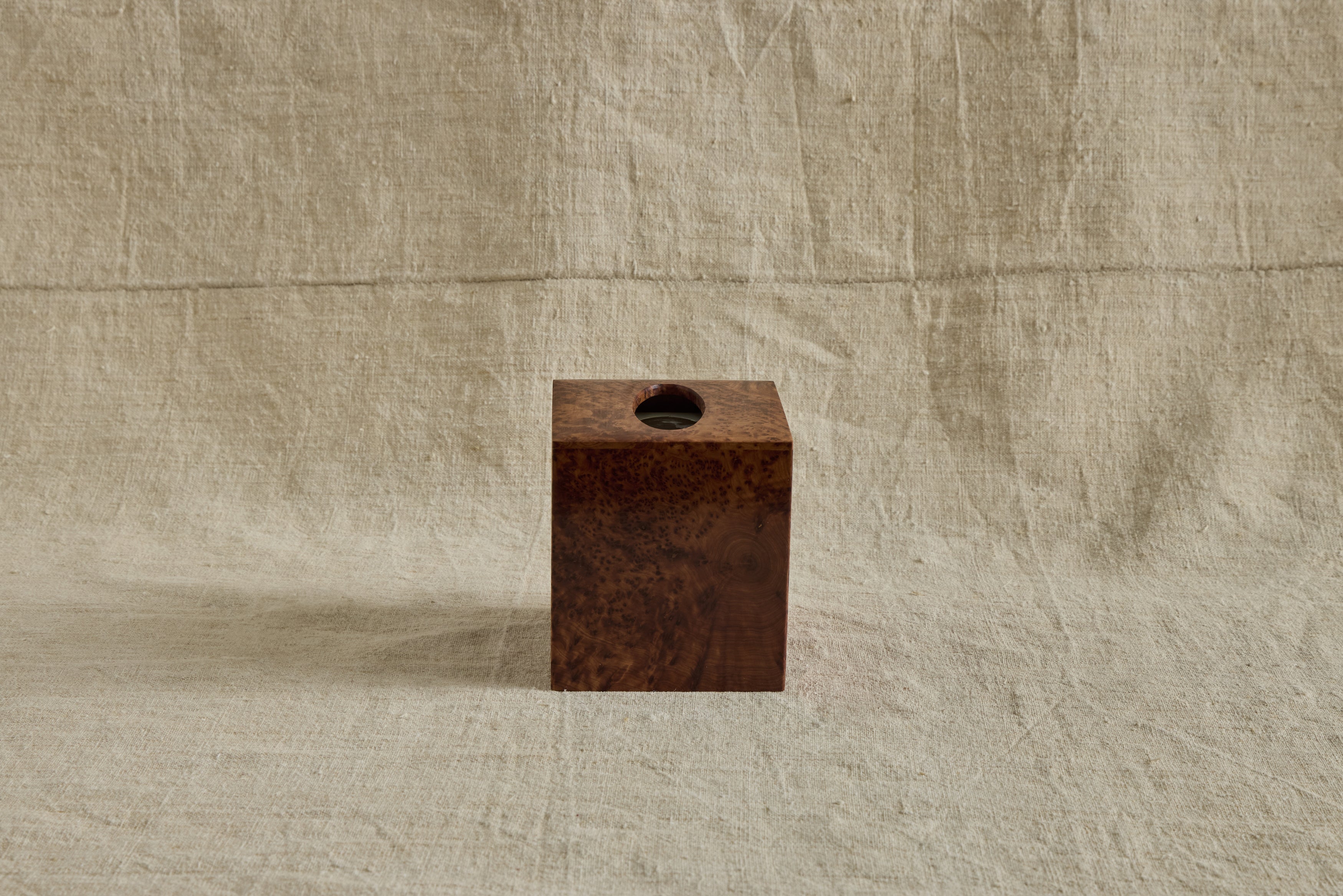 Square Burlwood Tissue Box