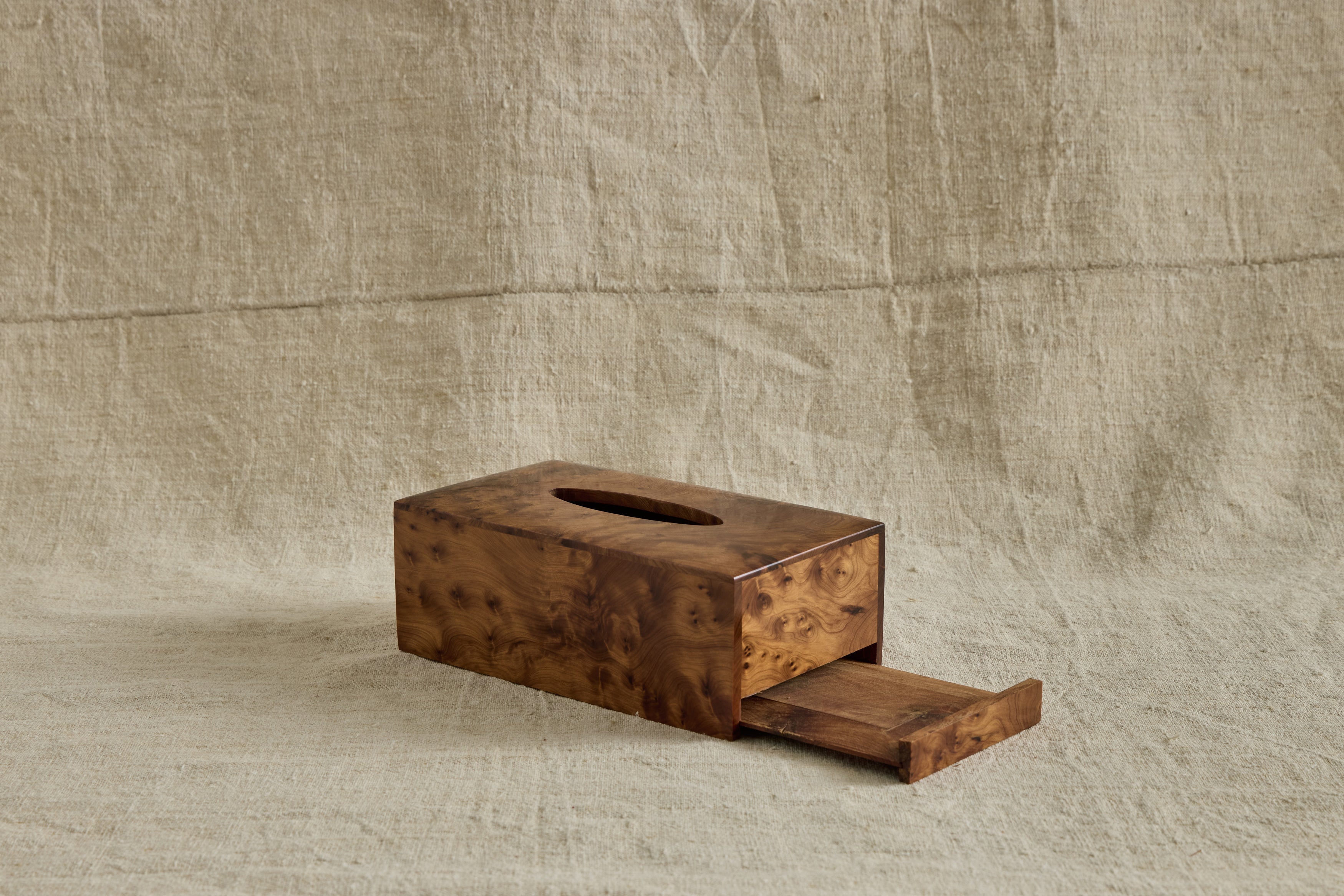 Rectangular Burlwood Tissue Box
