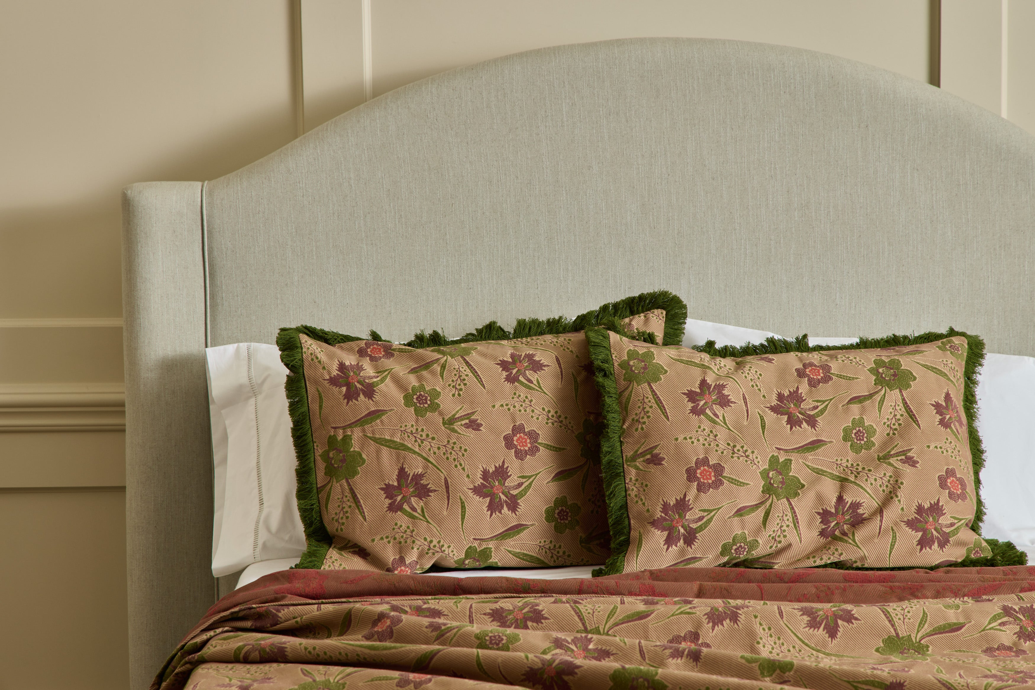 Aster Jacquard Shams with Fringe in Vert