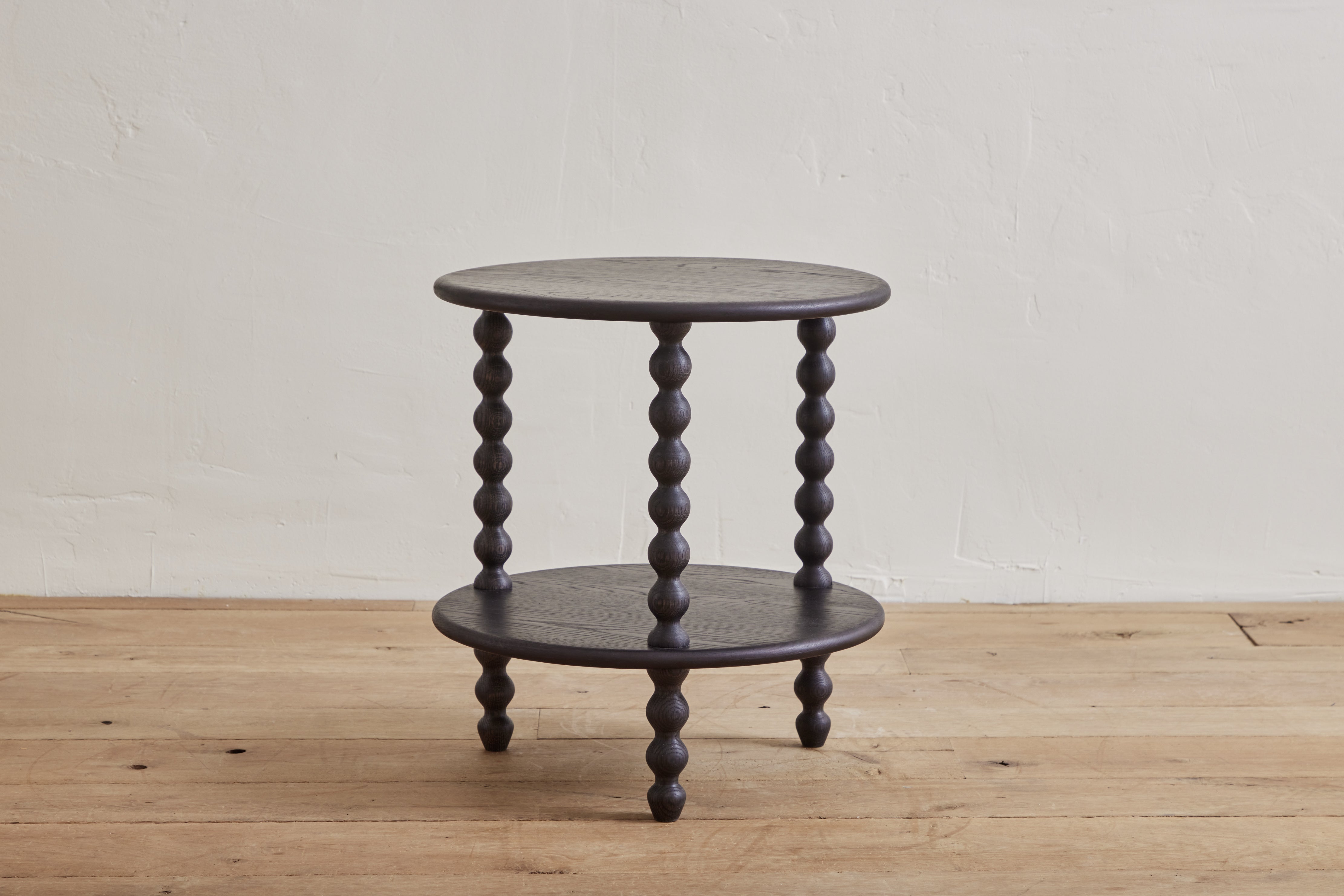 2-Tier Round Bobbin Side Table in Ebony