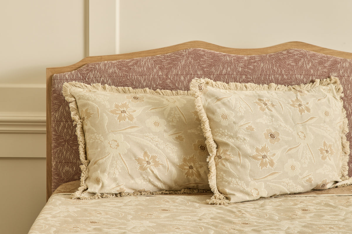 Aster Jacquard Shams with Fringe in Sable