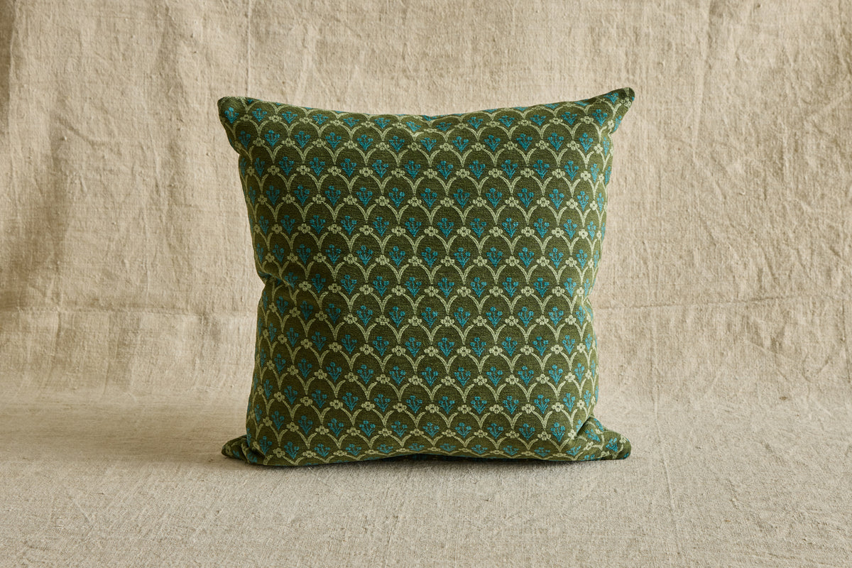Susan Deliss Pillow in Pomona Dark Olive/Turquoise