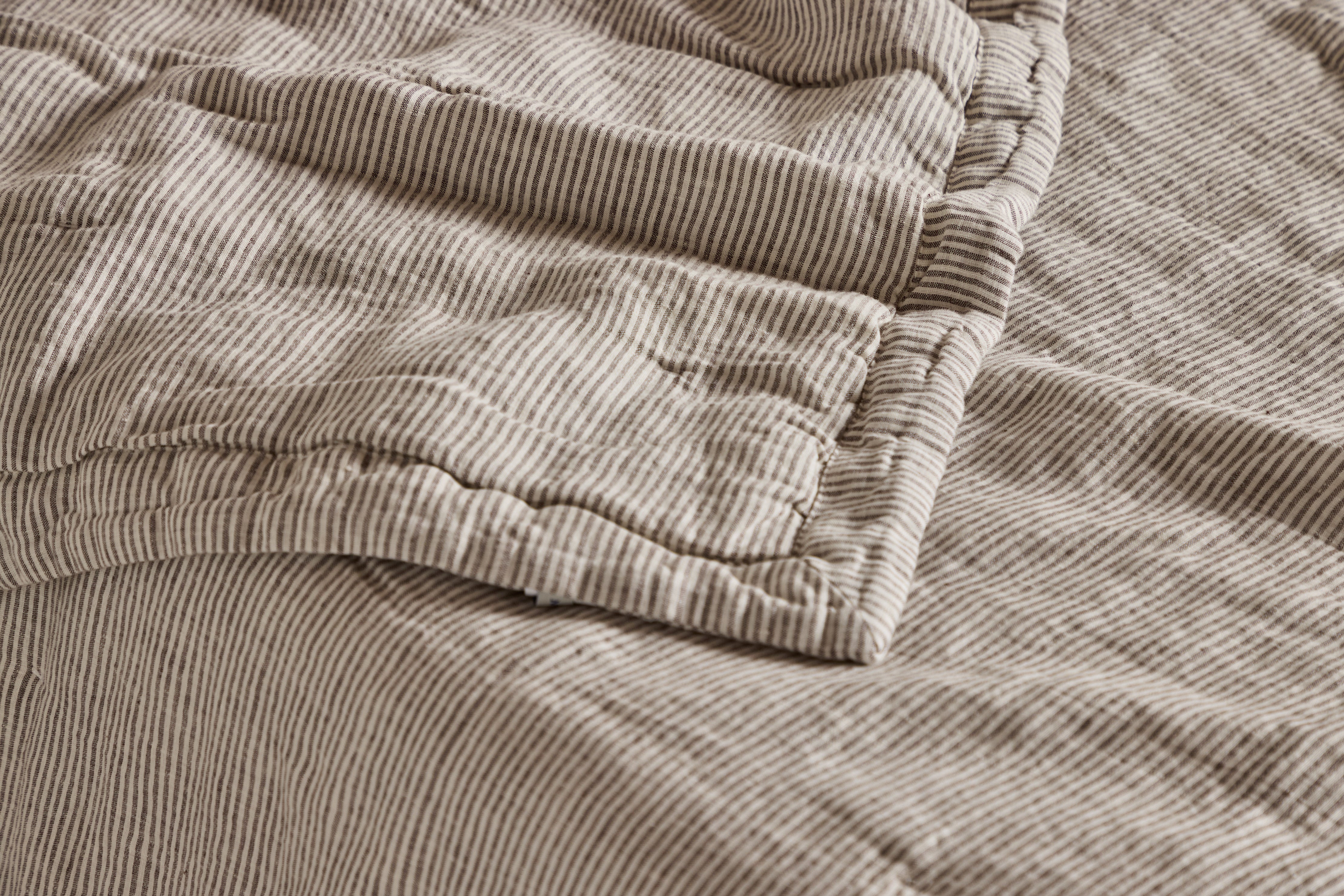 Ticking Stripe Coverlet in Fog (Multiple Sizes)