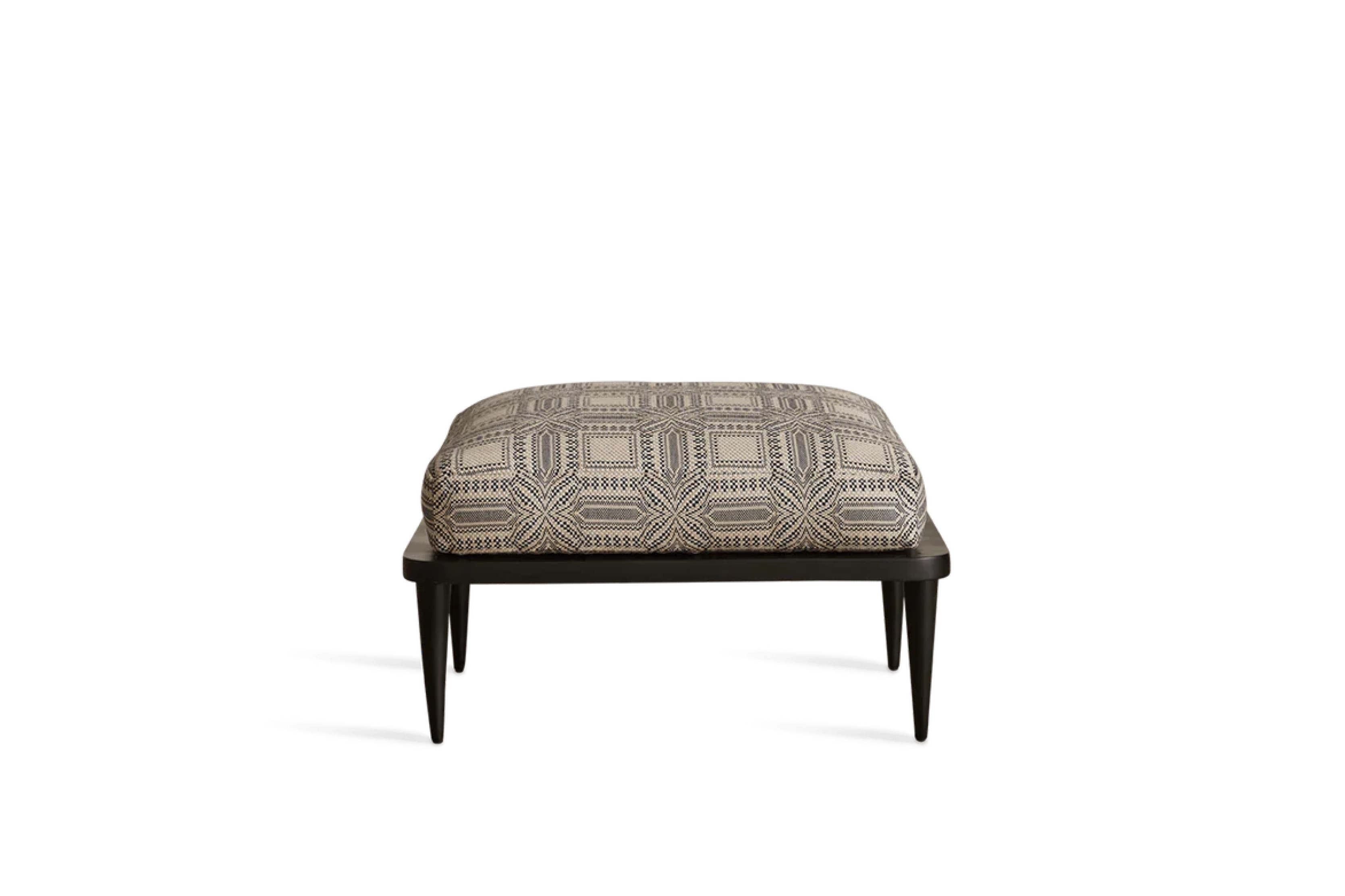 Metal Spindle Back Ottoman