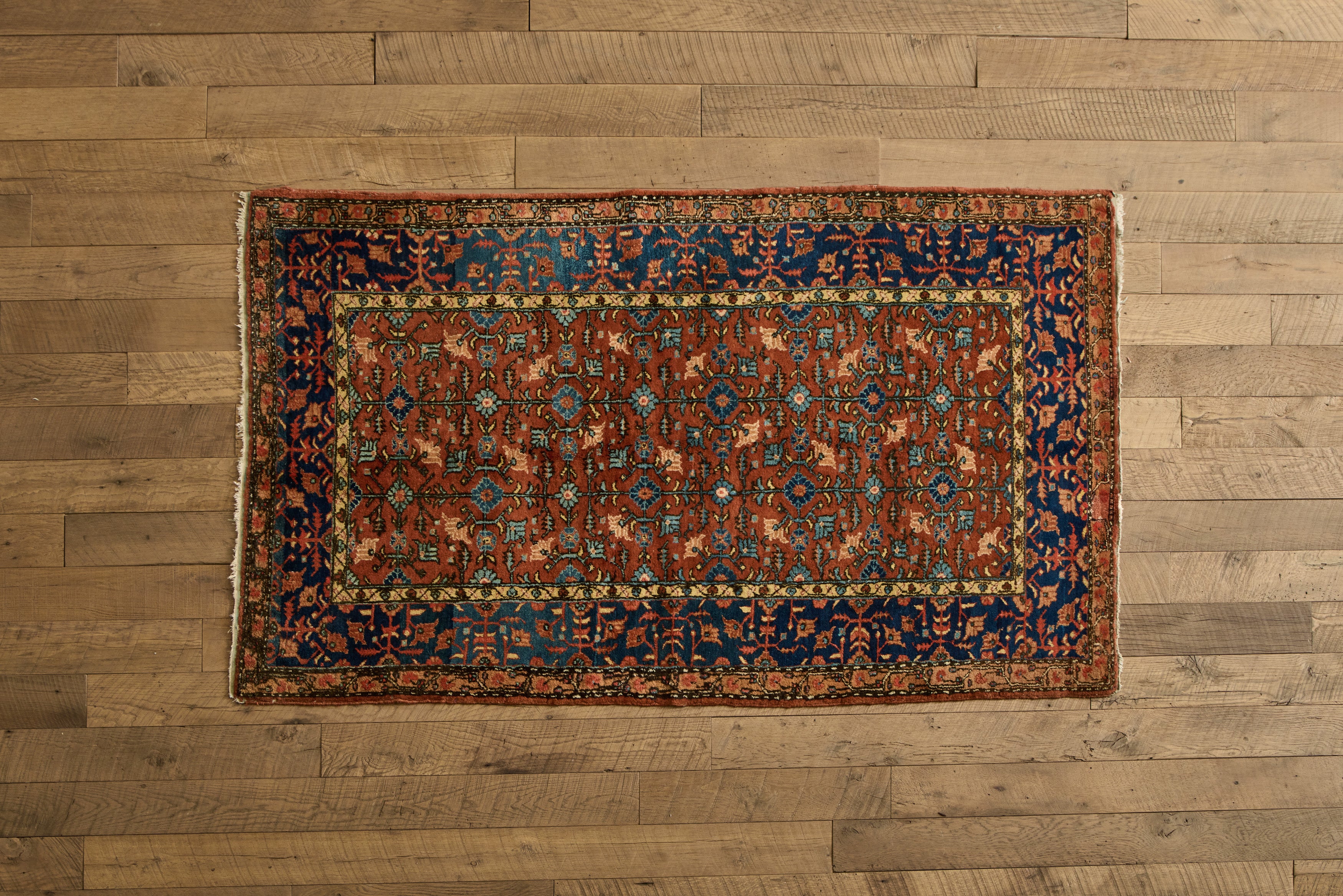 Blue & Red Persian Floral Rug 4’1 X 7’