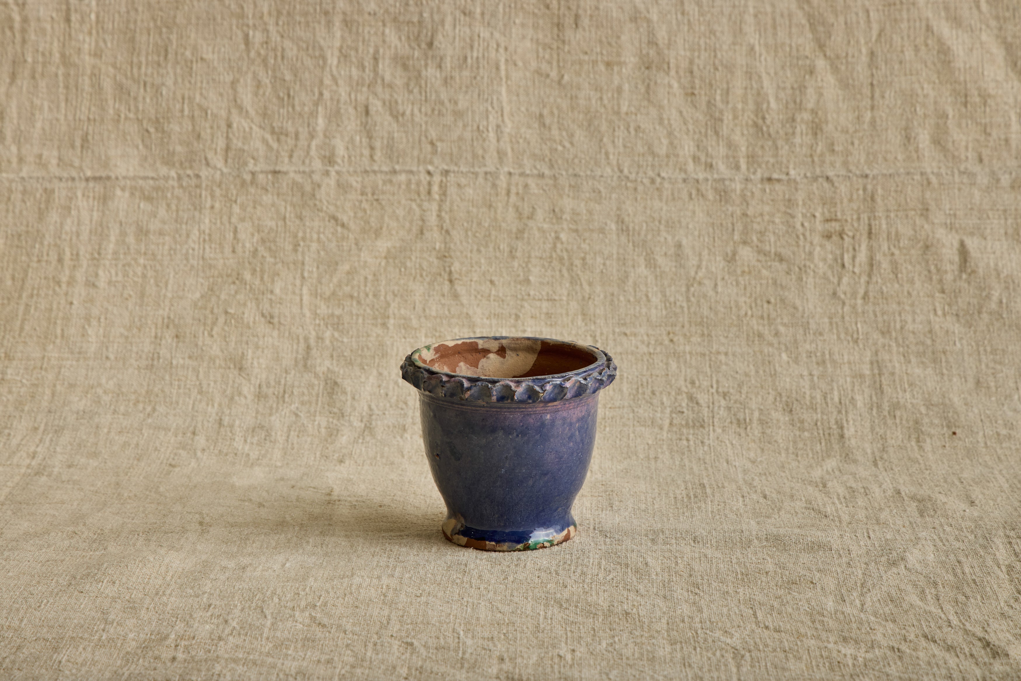Mini Blue Scalloped Garden Pot