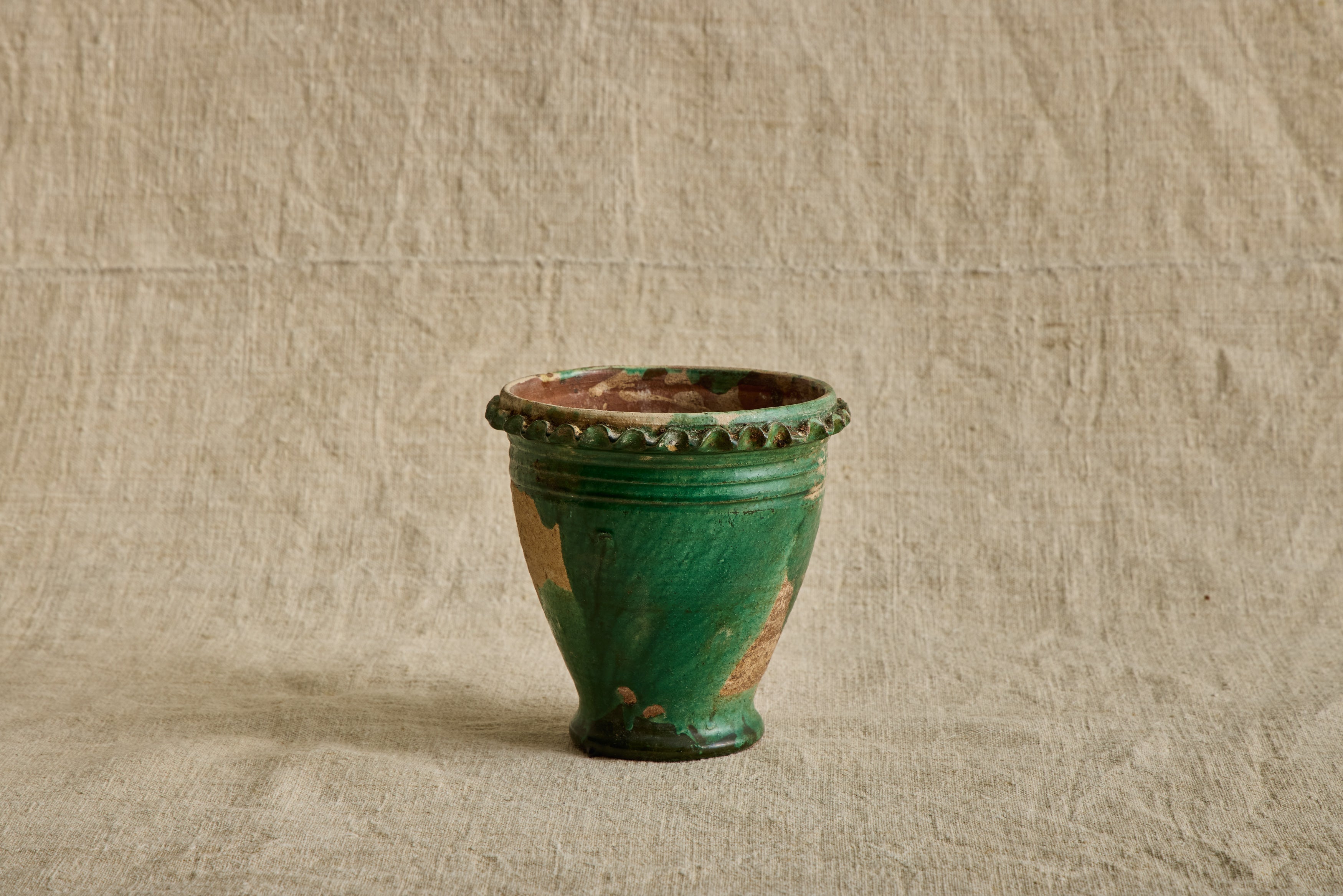 Green Scalloped Garden Pot