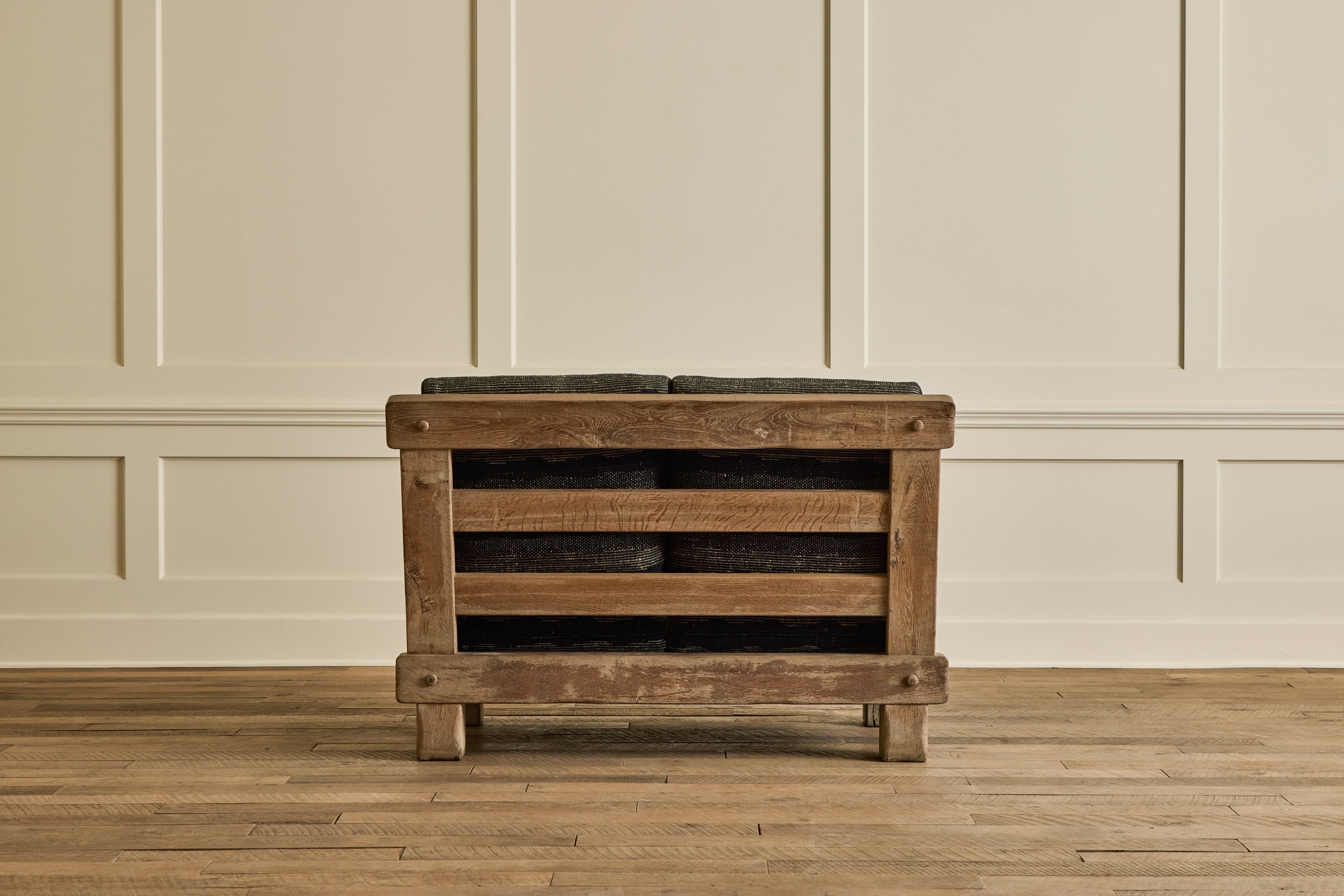 French Oak Brutalist Settee