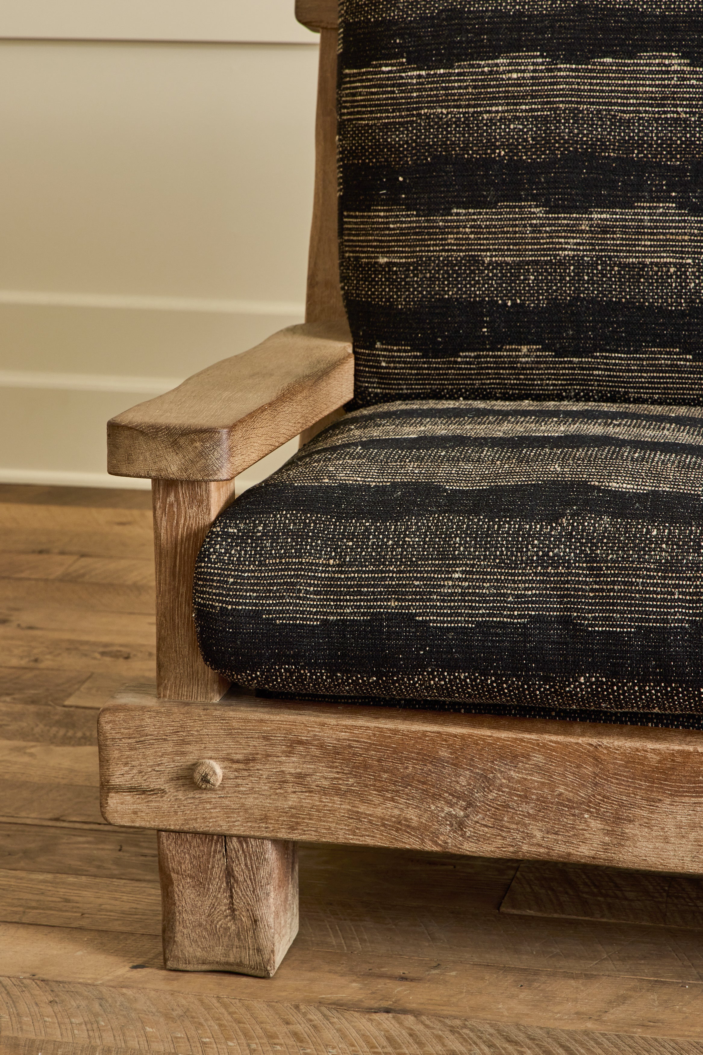 French Oak Brutalist Settee