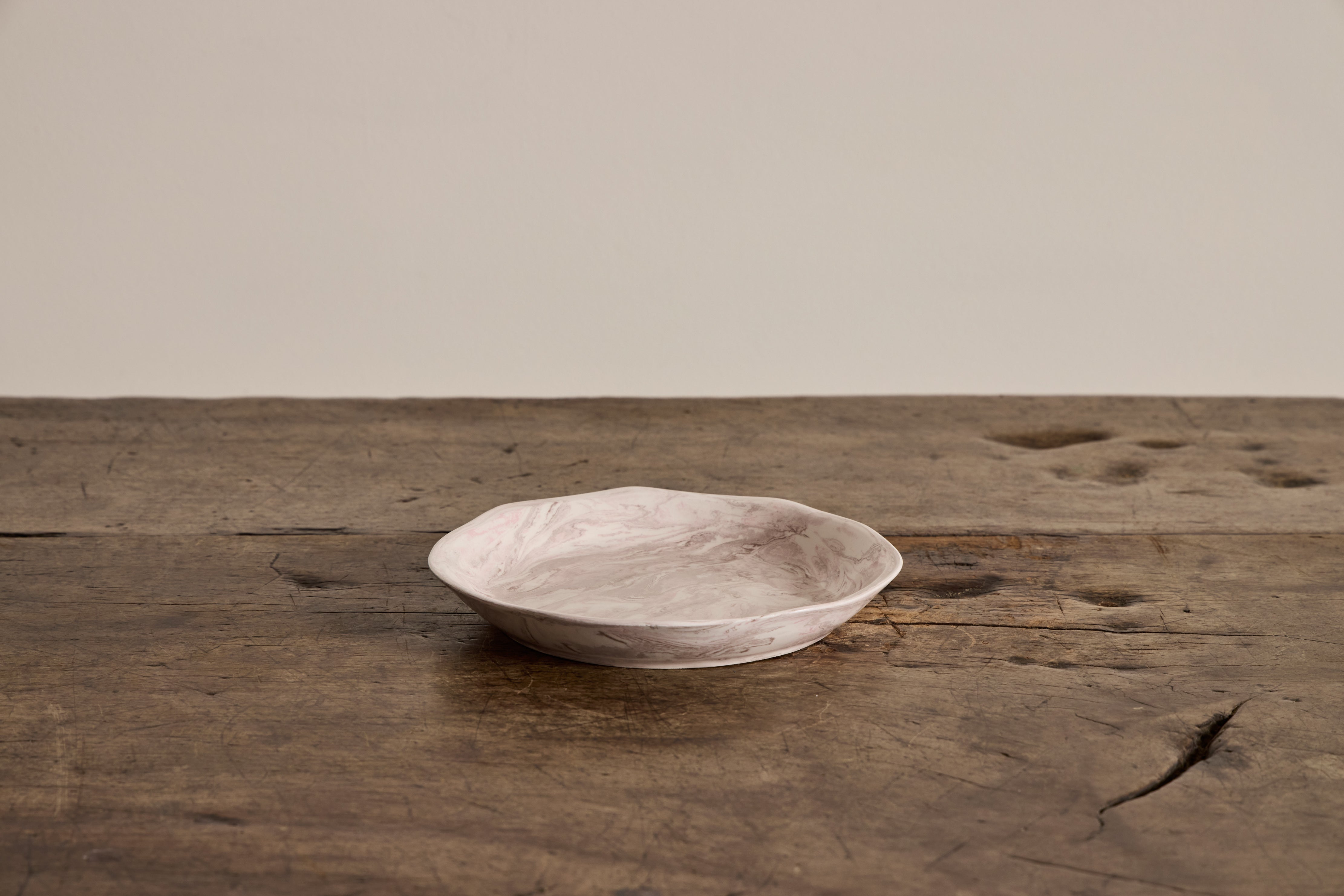 Pink Marbled Shallow Bowl