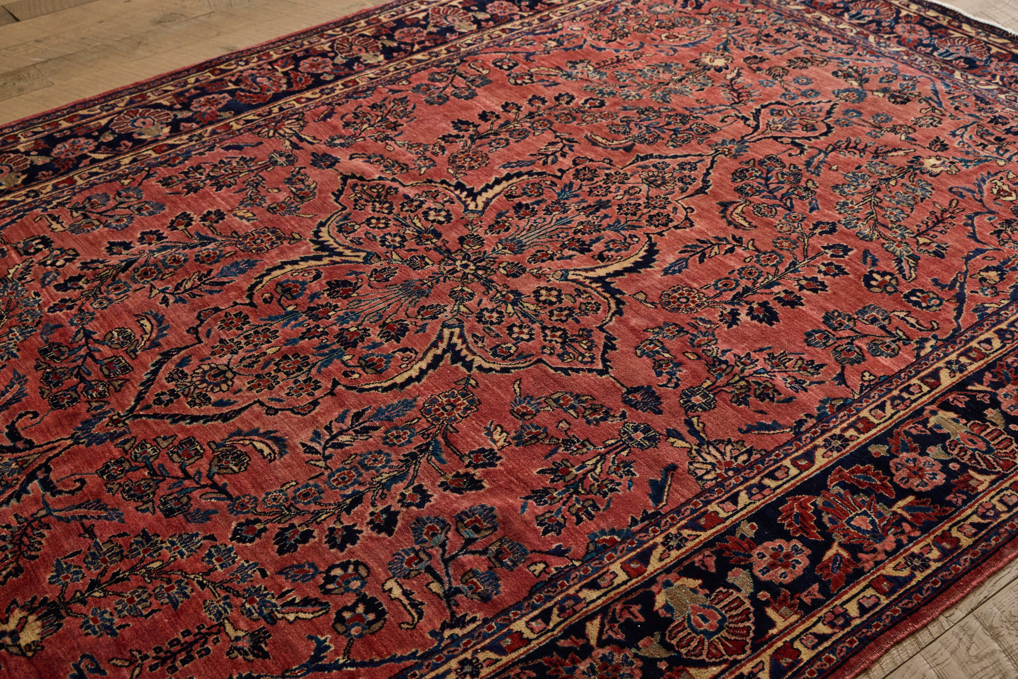 Rose Persian Sarouk Rug 6'9 X 9'10