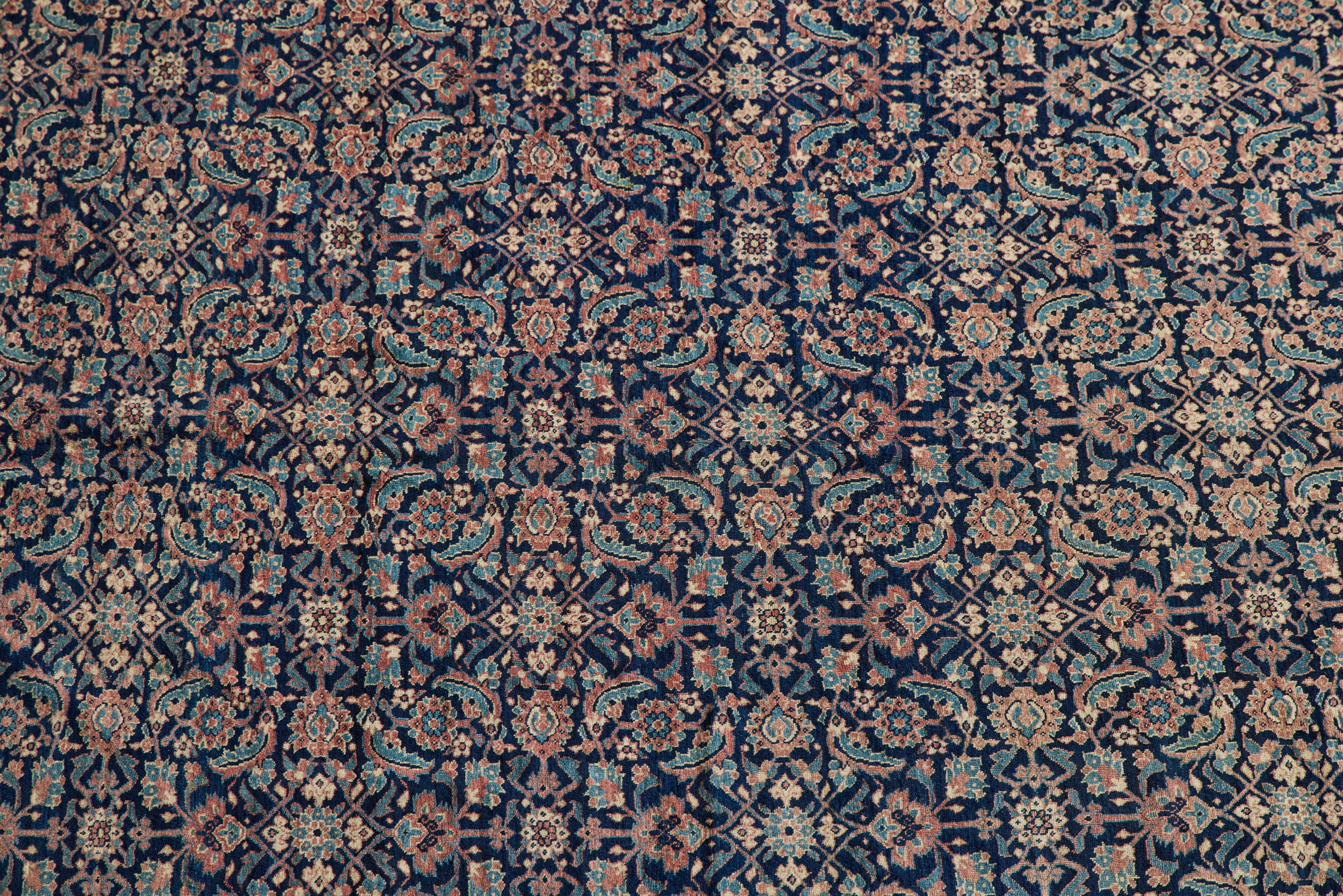 Blue Floral Mahal Rug 7'10 X 11'10