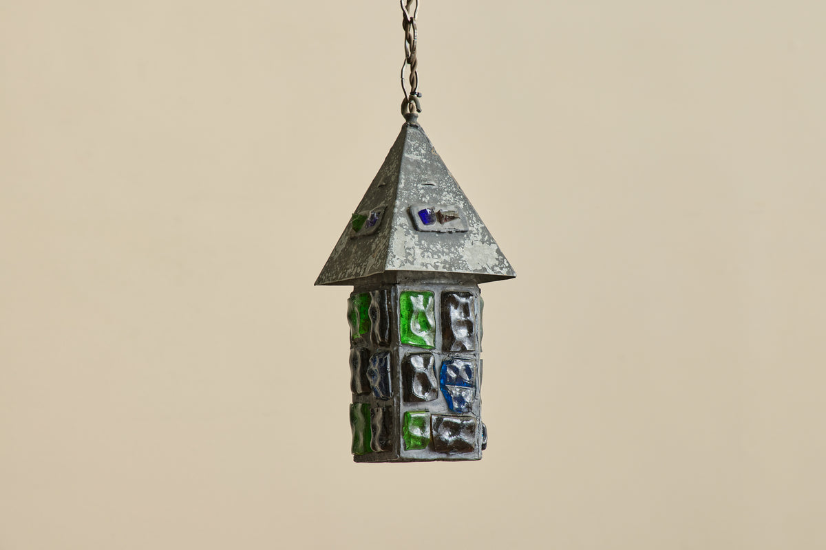 Brutalist Colored Glass Lantern
