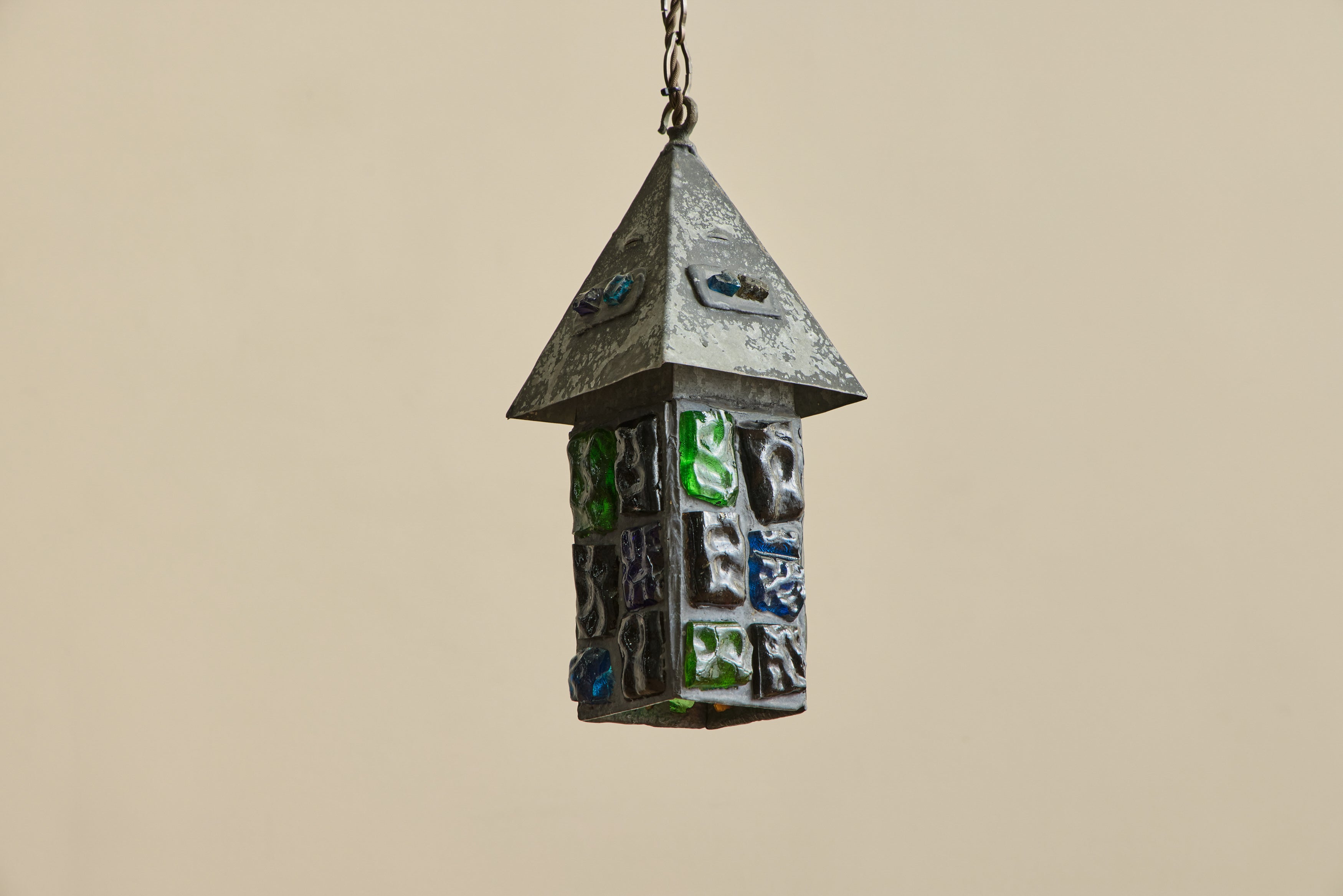 Brutalist Colored Glass Lantern