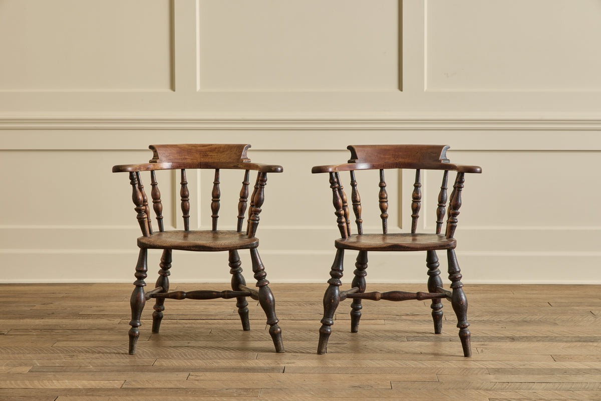 Pair of Elm Wood Side Chairs