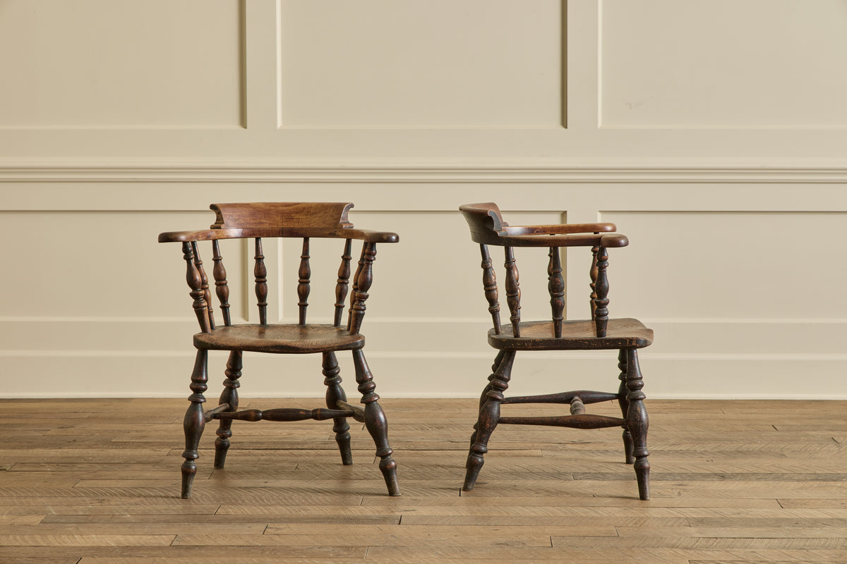 Pair of Elm Wood Side Chairs