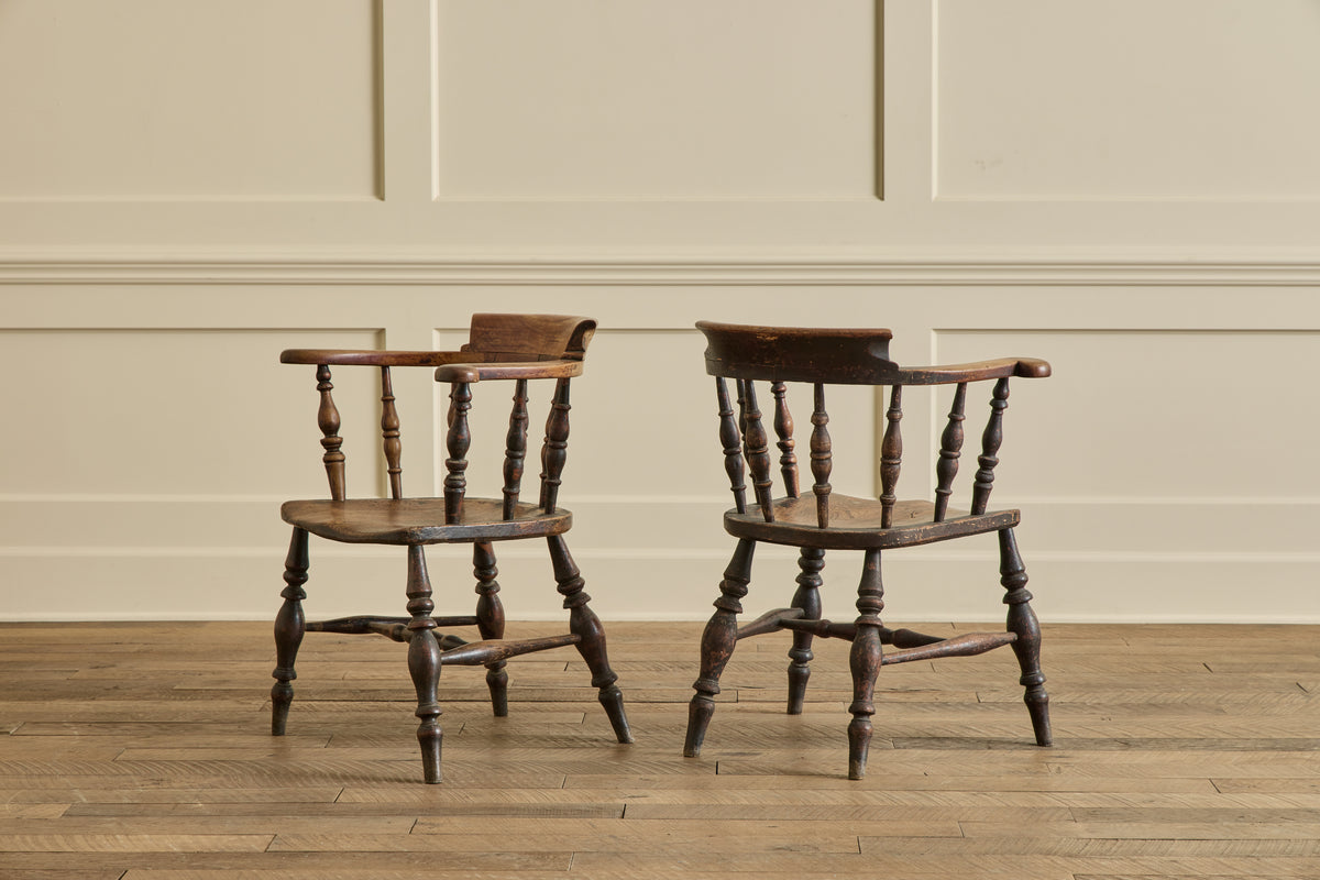 Pair of Elm Wood Side Chairs