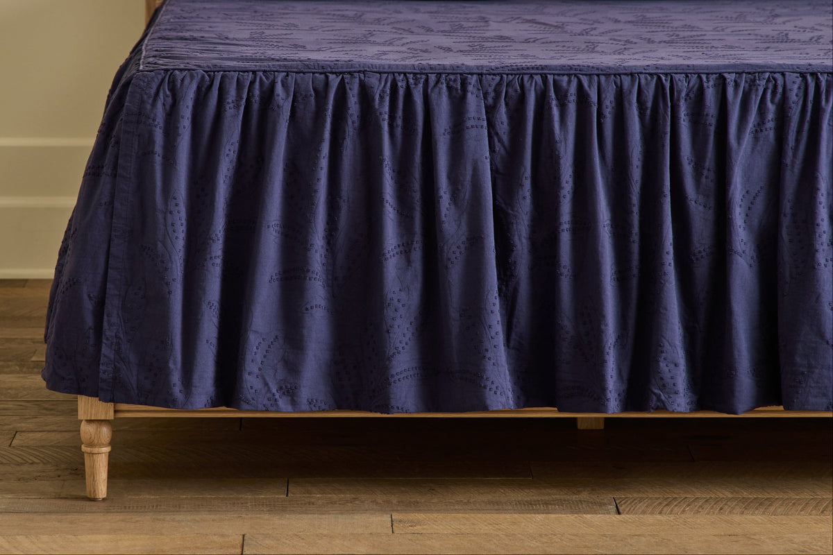 Hazel Ruffled Coverlet in Indigo