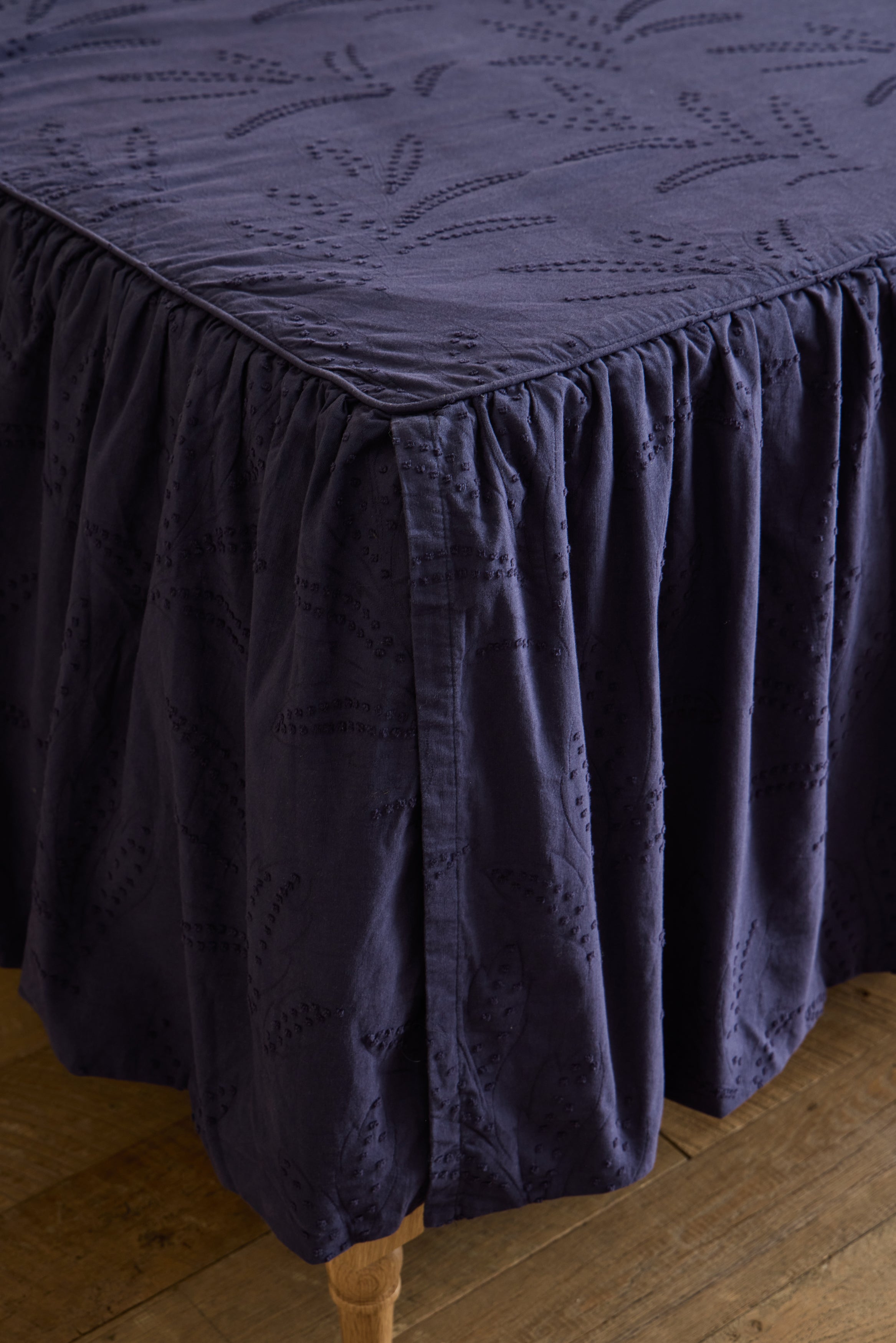 Hazel Ruffled Coverlet in Indigo