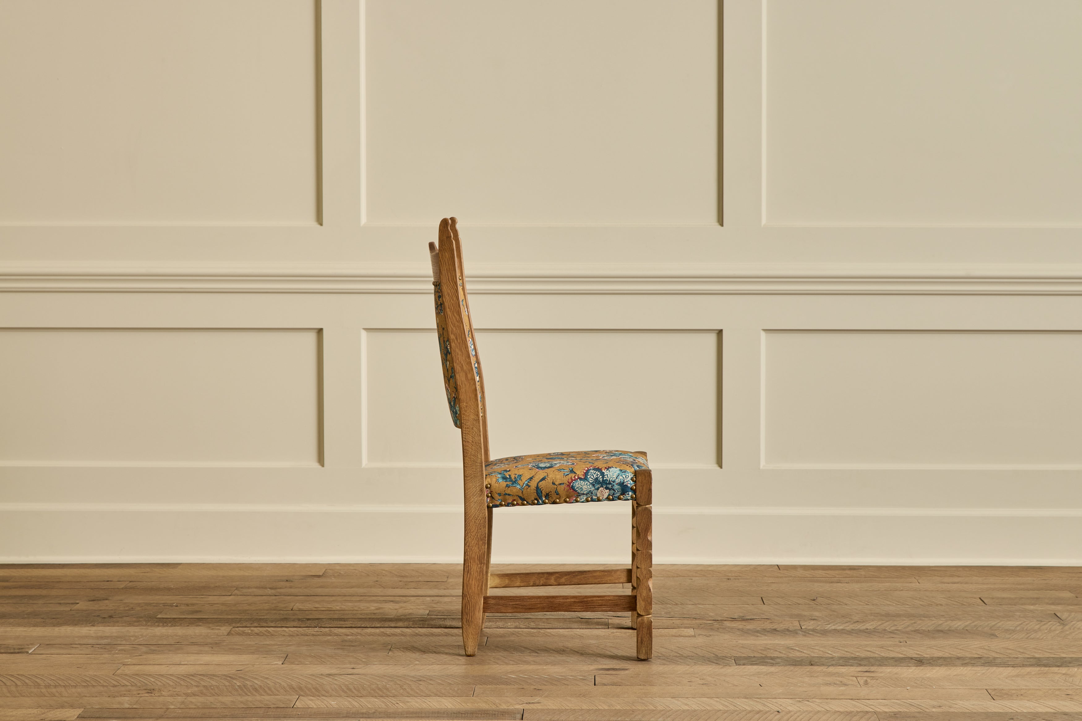 Pair of Carved Oak Side Chairs