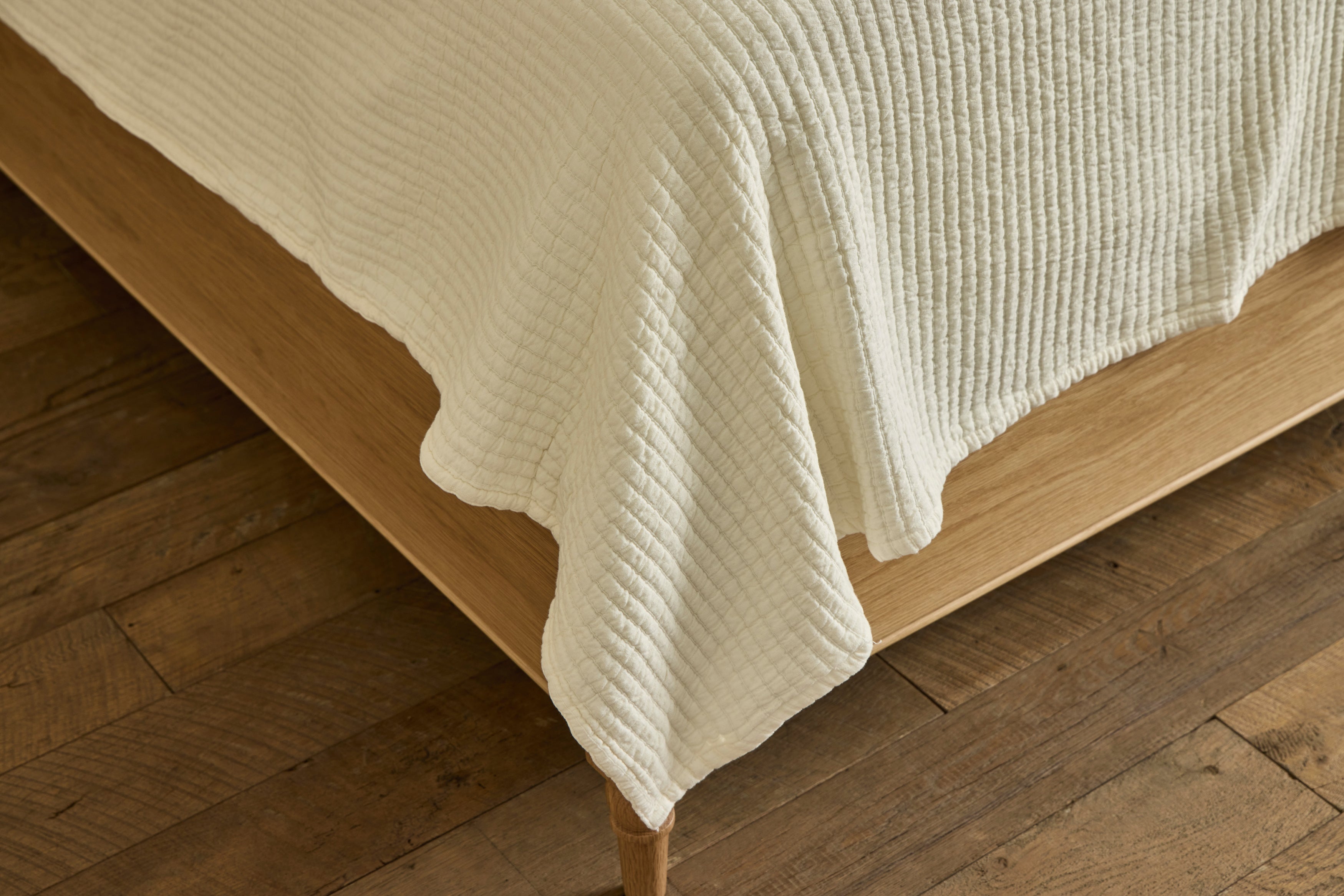 Hudson Ribbed Coverlet in Cream