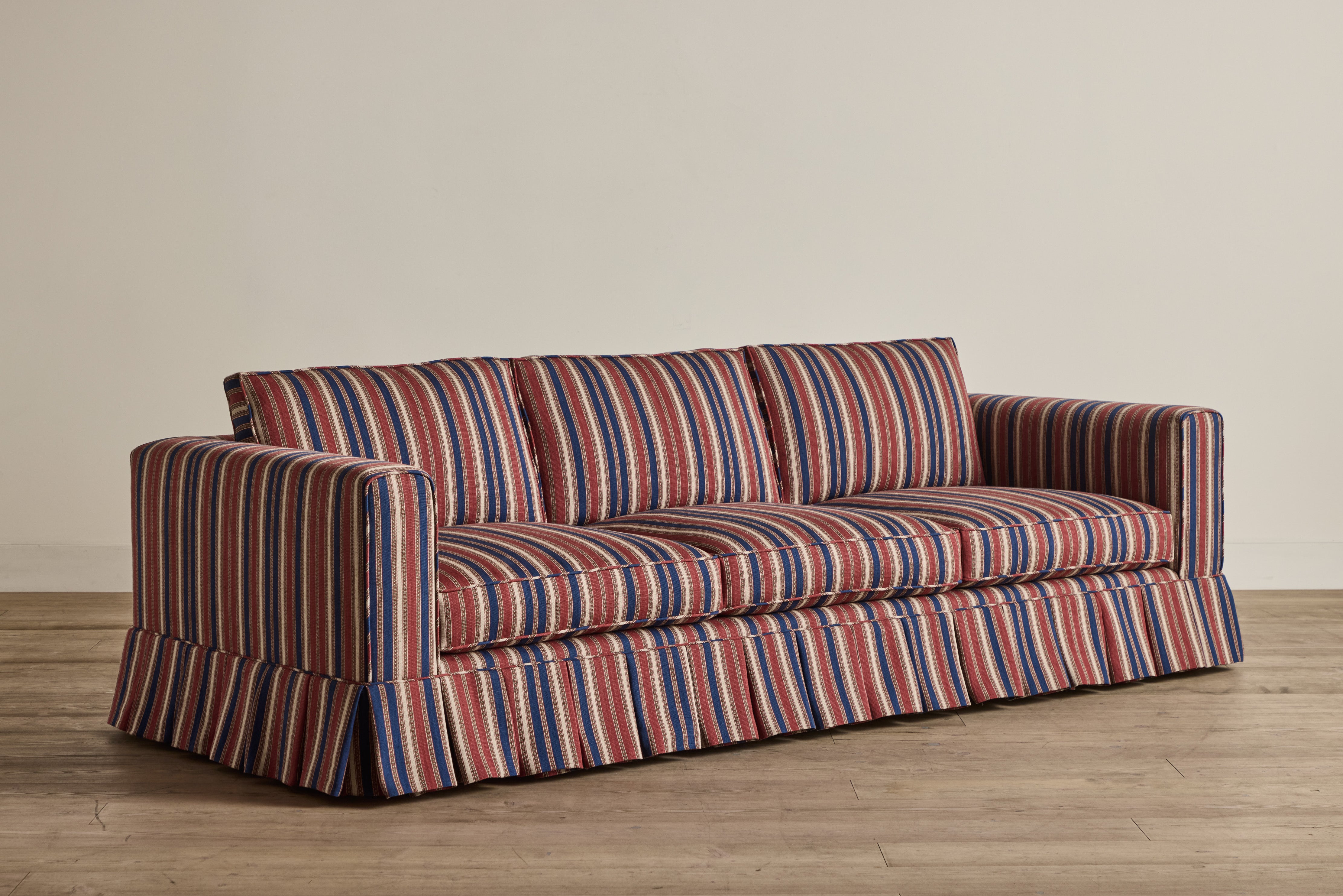 Shown in Customer's Own Material (Susan Deliss, Simit Red Indigo Cream and Natural Oak), 98 In.