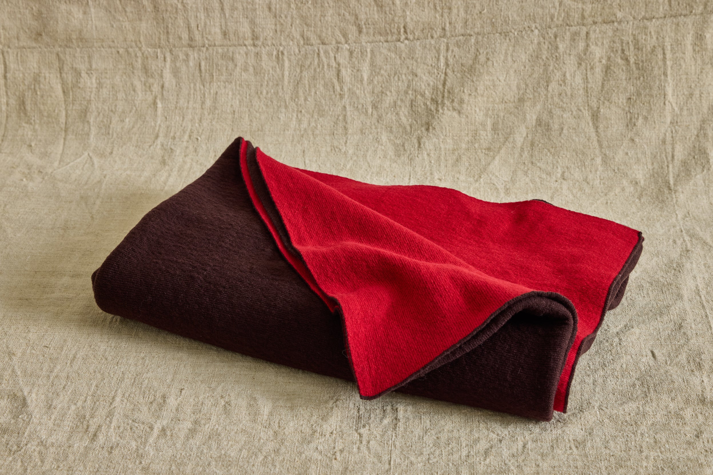 Cashmere Throw in Scarlet/Espresso