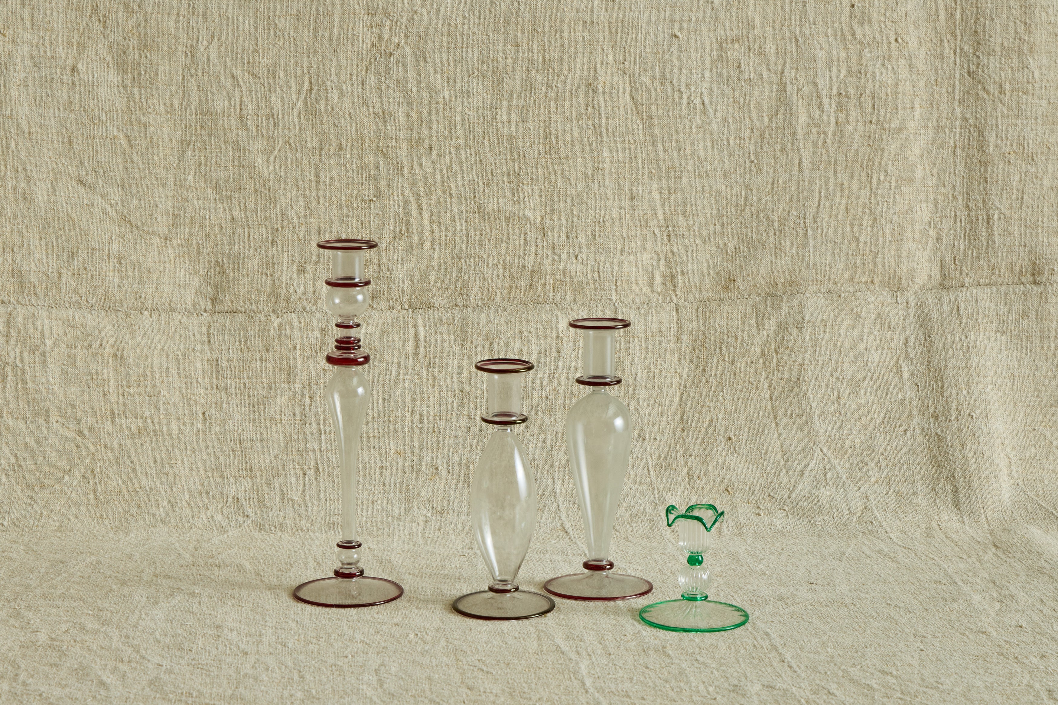 Shown with Glass Candlestick Holder, Red Trim, Multiple Sizes