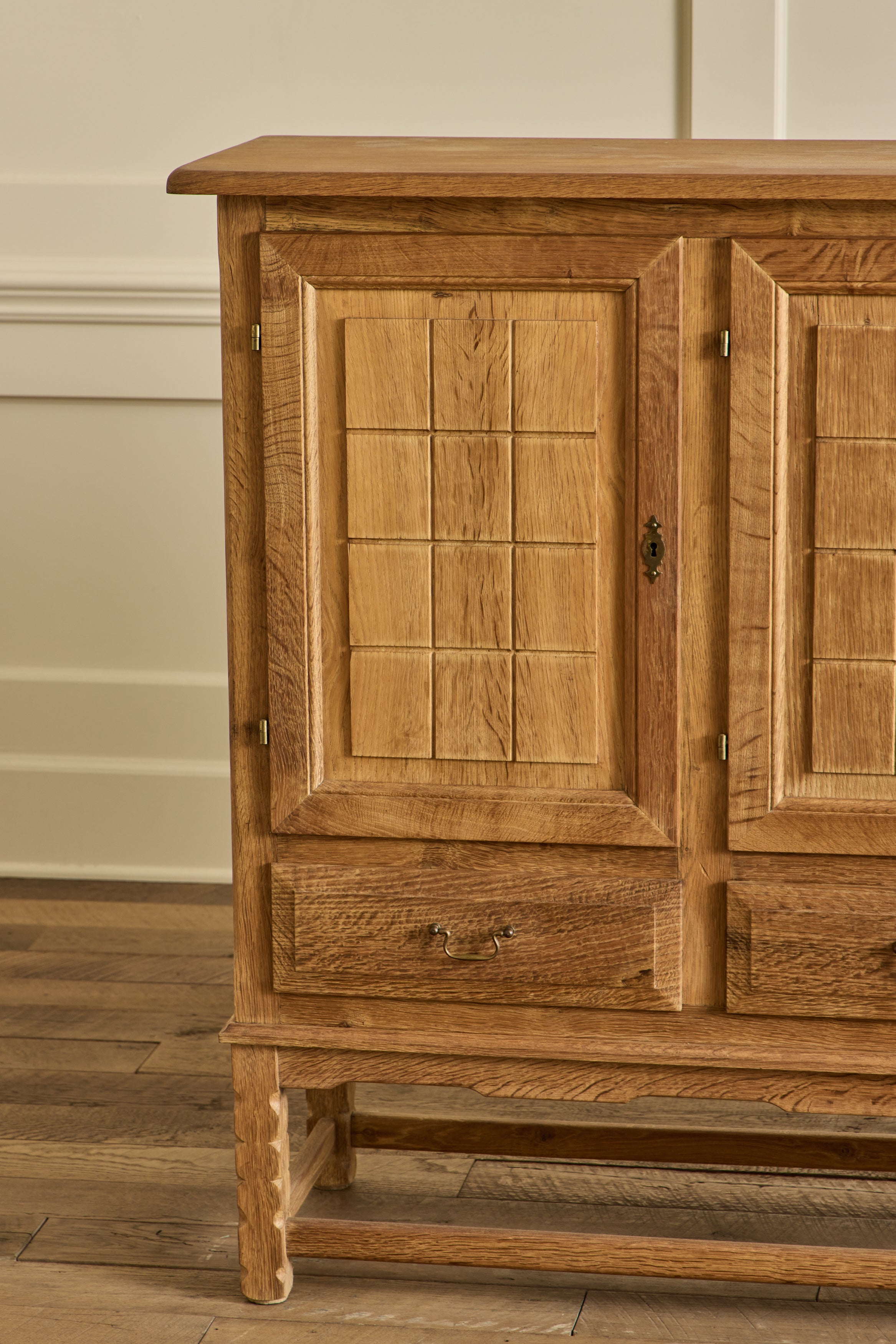 Grid Carved Oak Sideboard