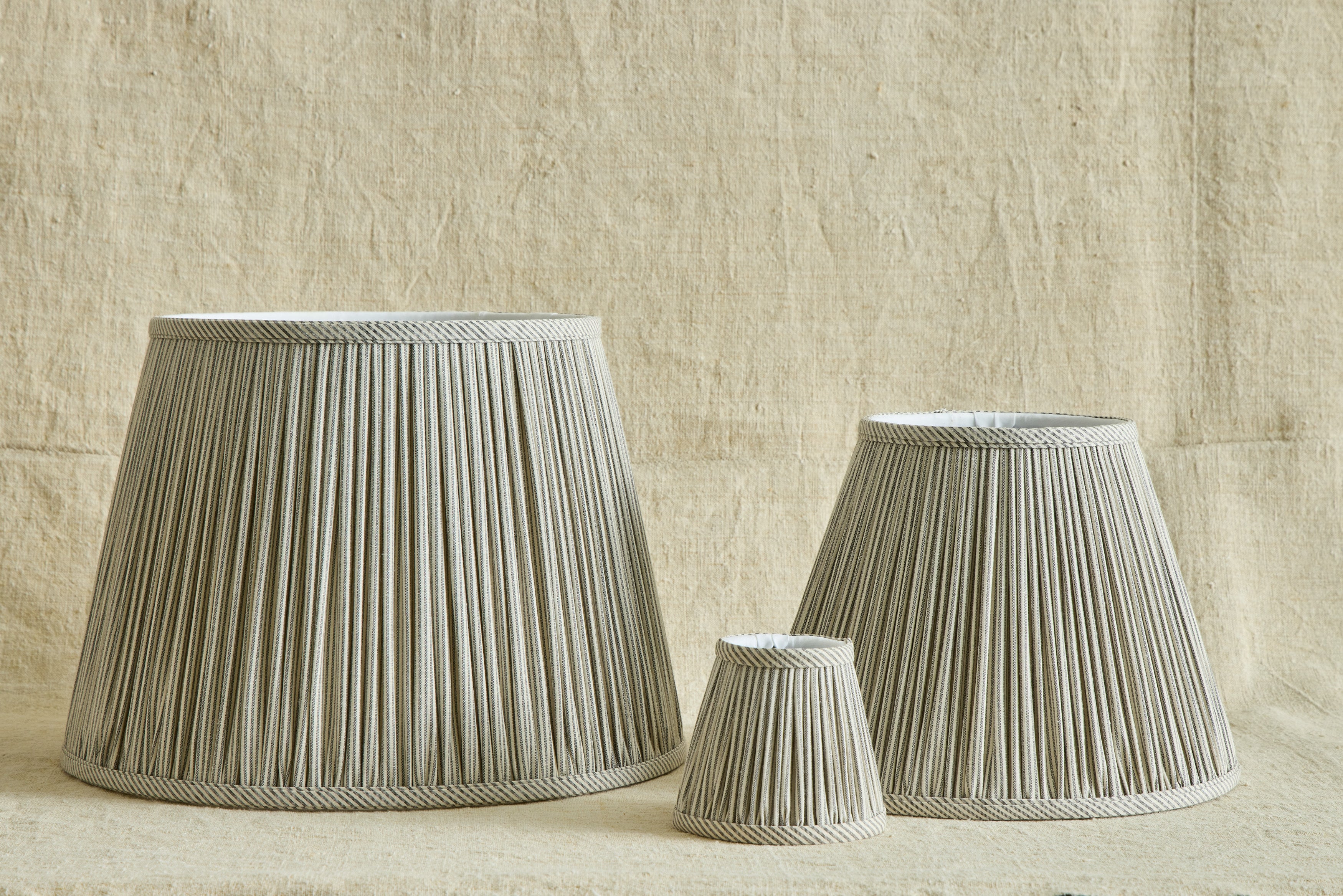 Humbug Brown & White Ticking Pleated Lampshade (Multiple Styles)