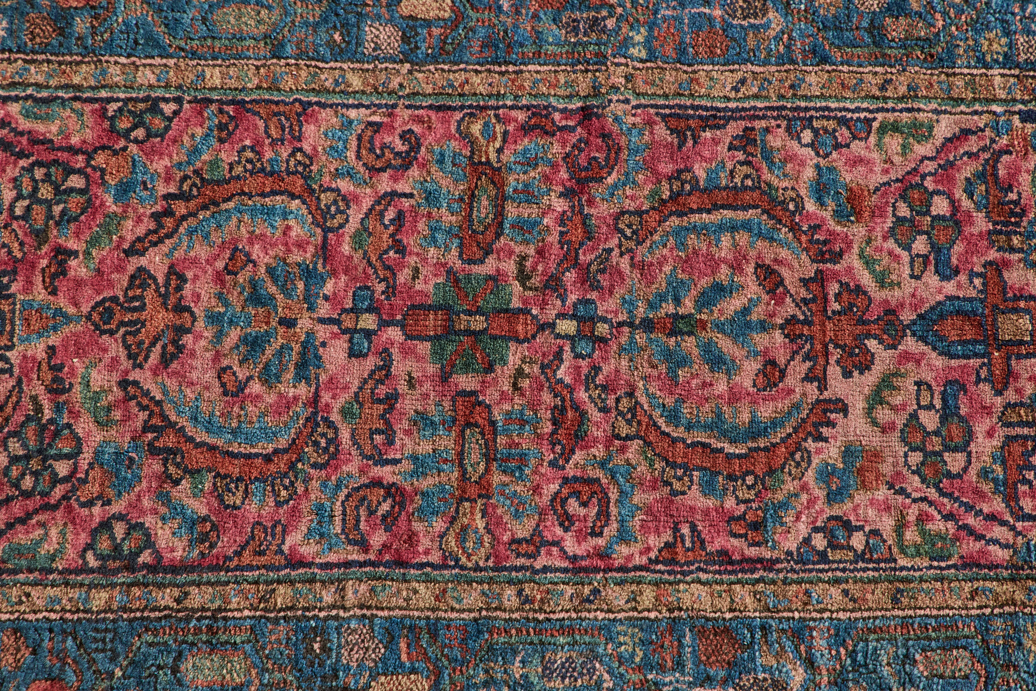 Pink & Blue Malayer Throw Rug 2'7 x 5'