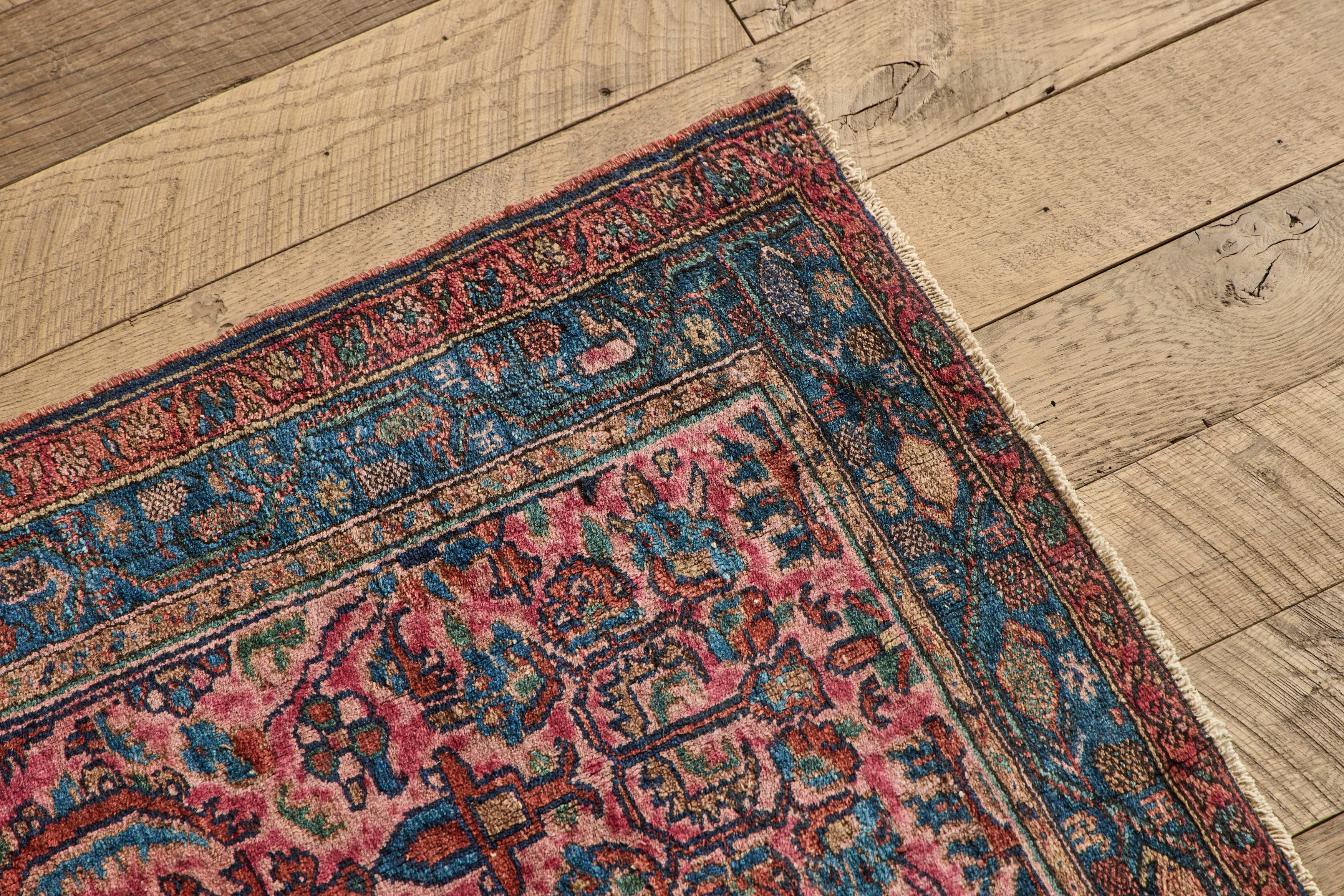 Pink & Blue Malayer Throw Rug 2'7 x 5'