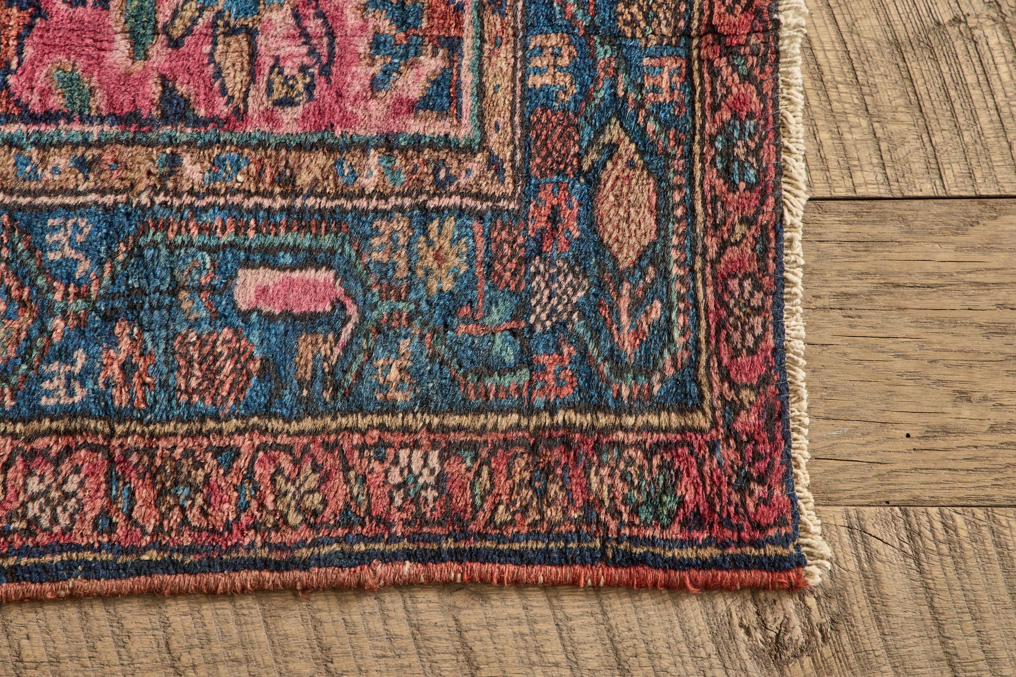 Pink & Blue Malayer Throw Rug 2'7 x 5'