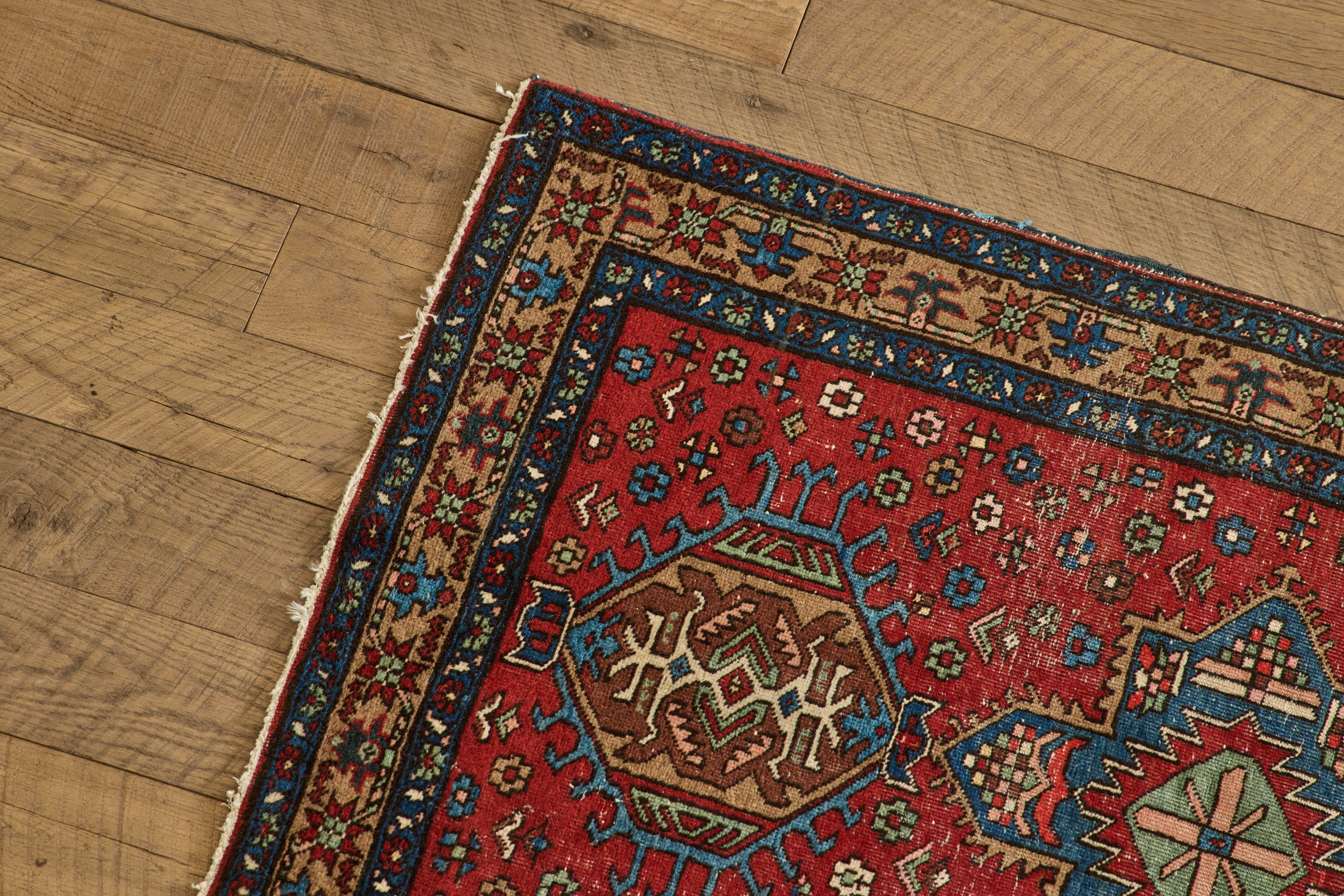 Floral Heriz Throw Rug 3'1 X 4'8