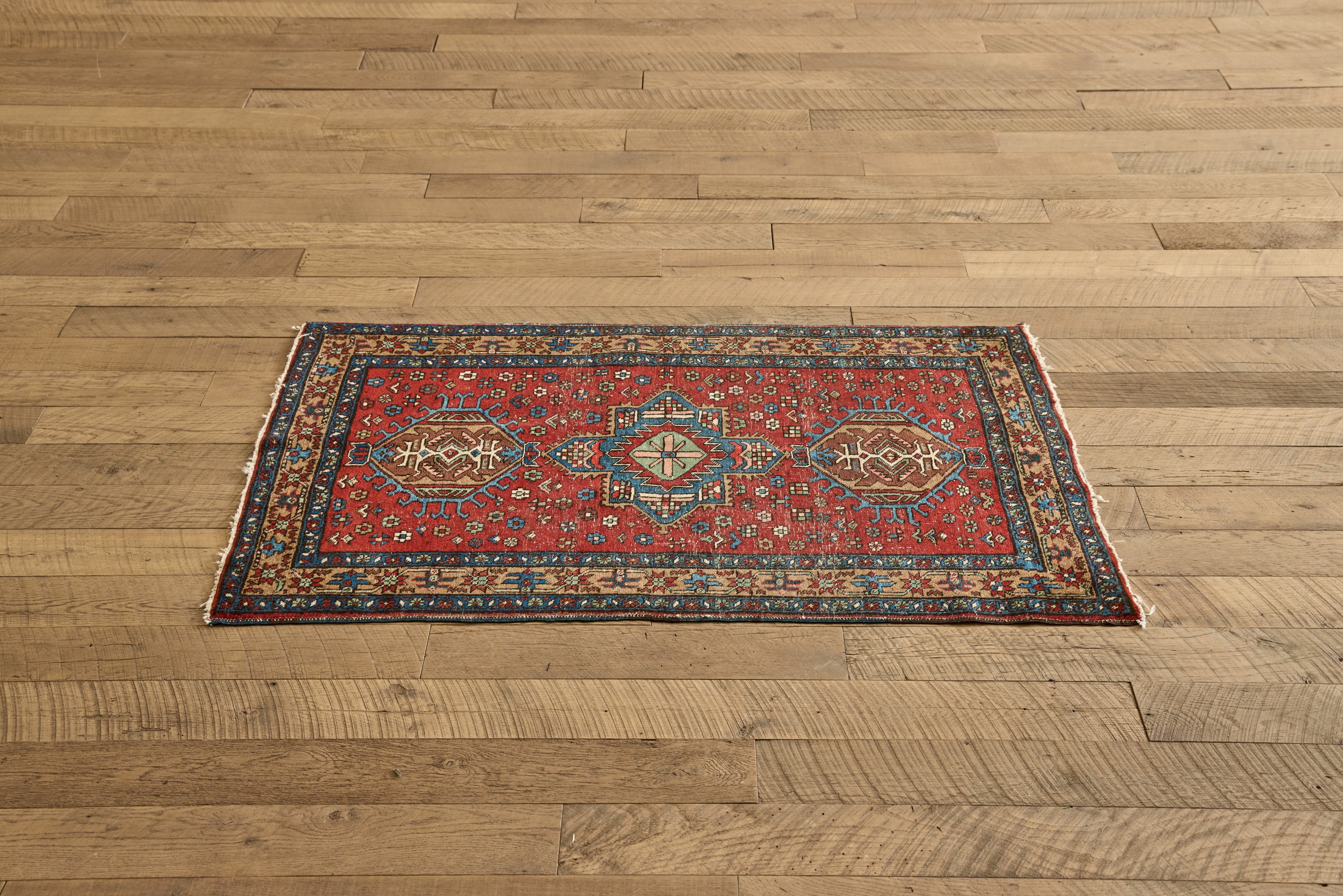Floral Heriz Throw Rug 3'1 X 4'8