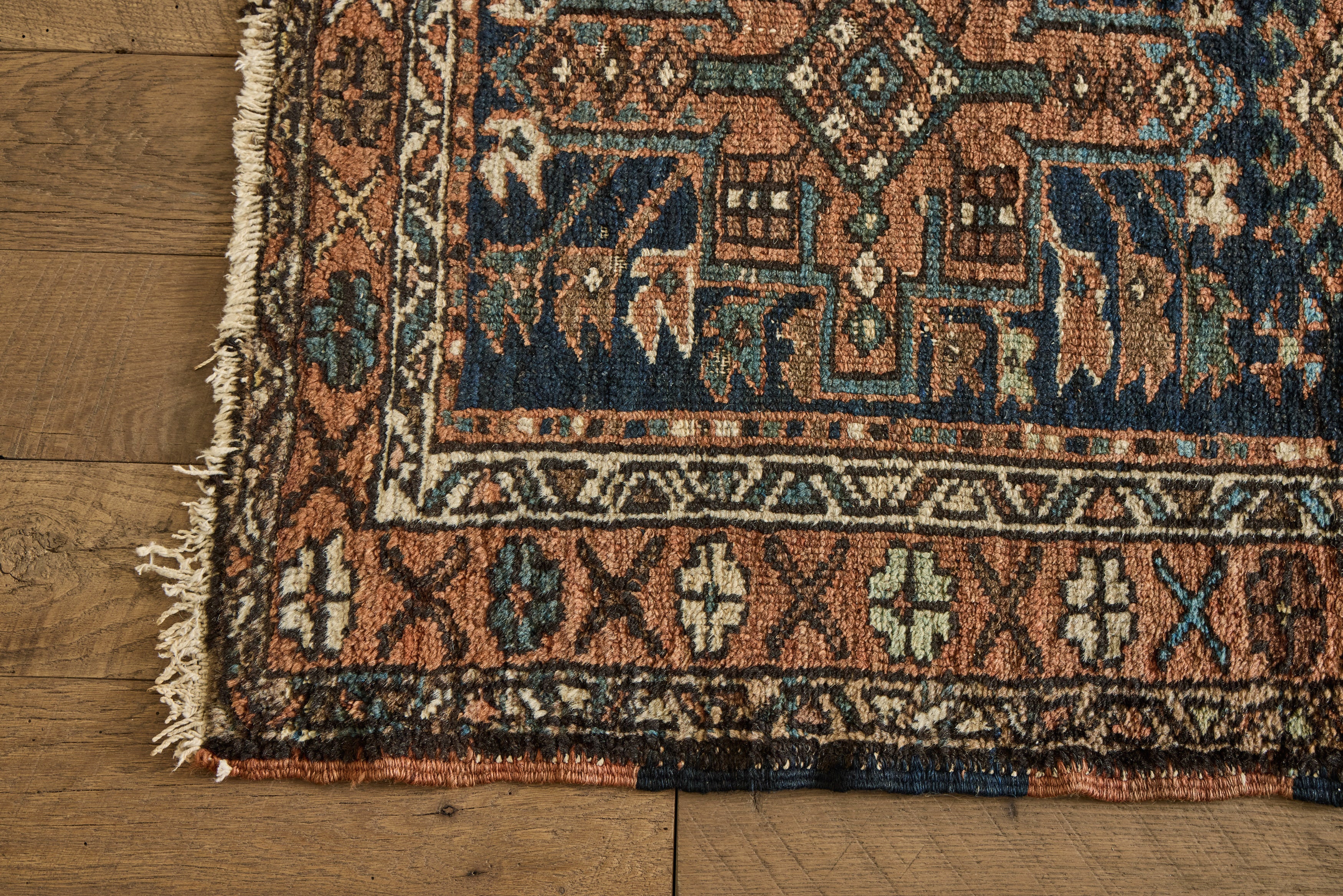 Blue & Orange Heriz Runner 2'9 X 9'6