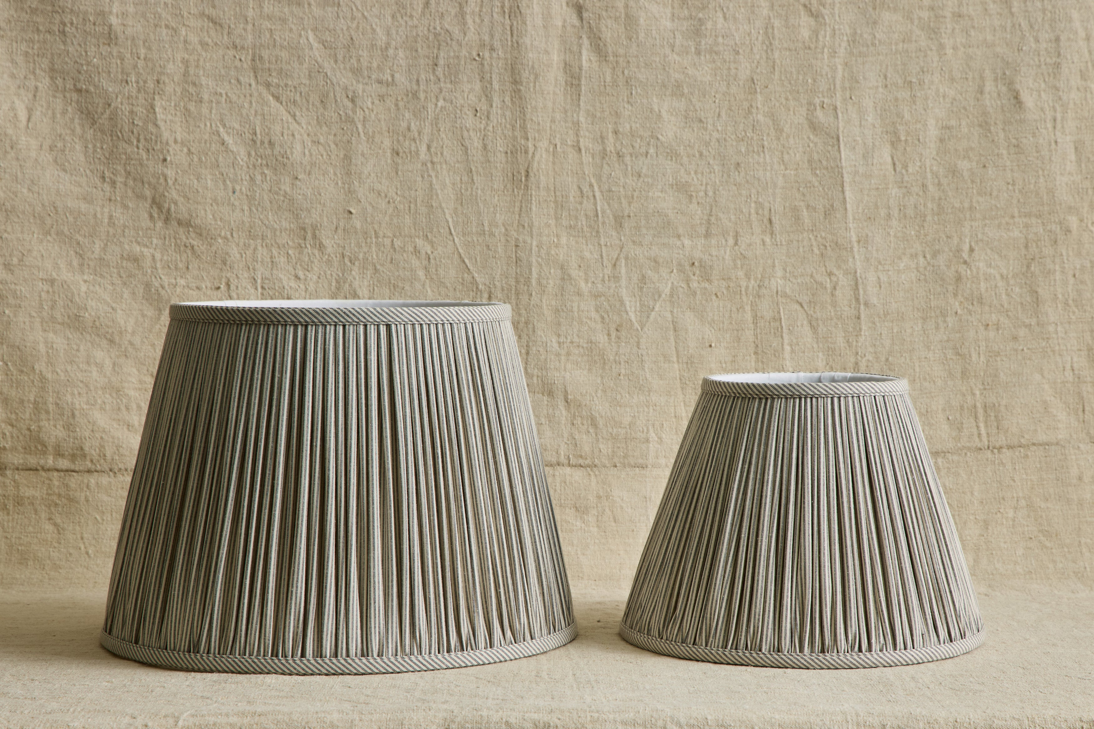 Humbug Brown & White Ticking Pleated Lampshade (Multiple Styles)