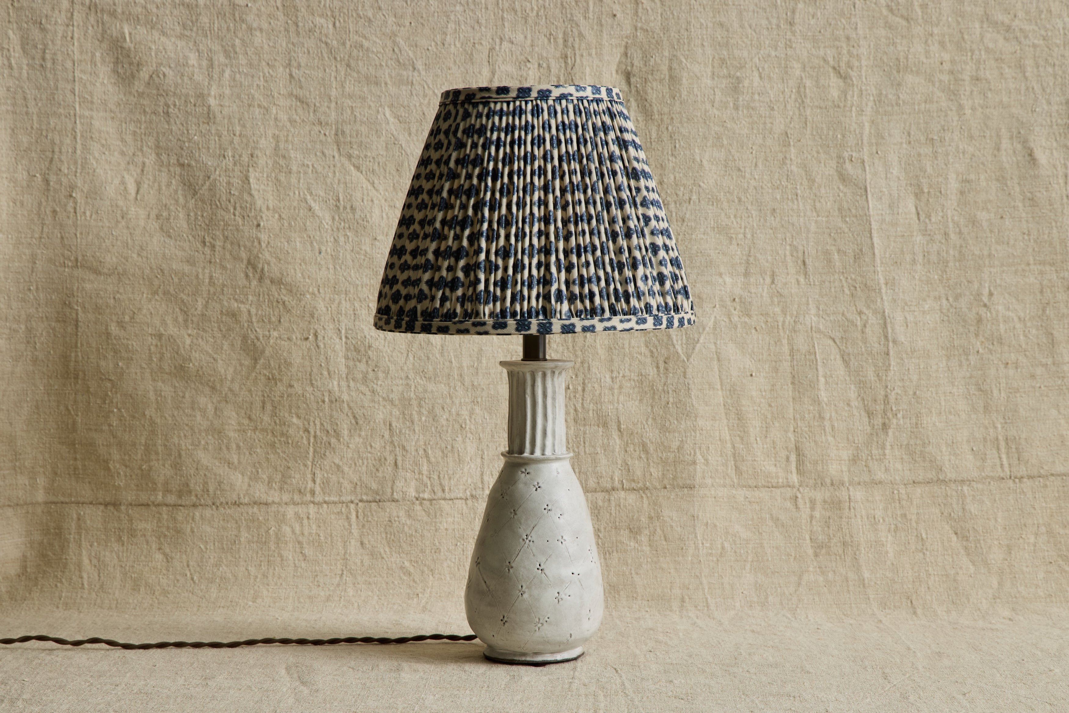 Knurl Woad Linen Pleated Lampshade (Multiple Styles)