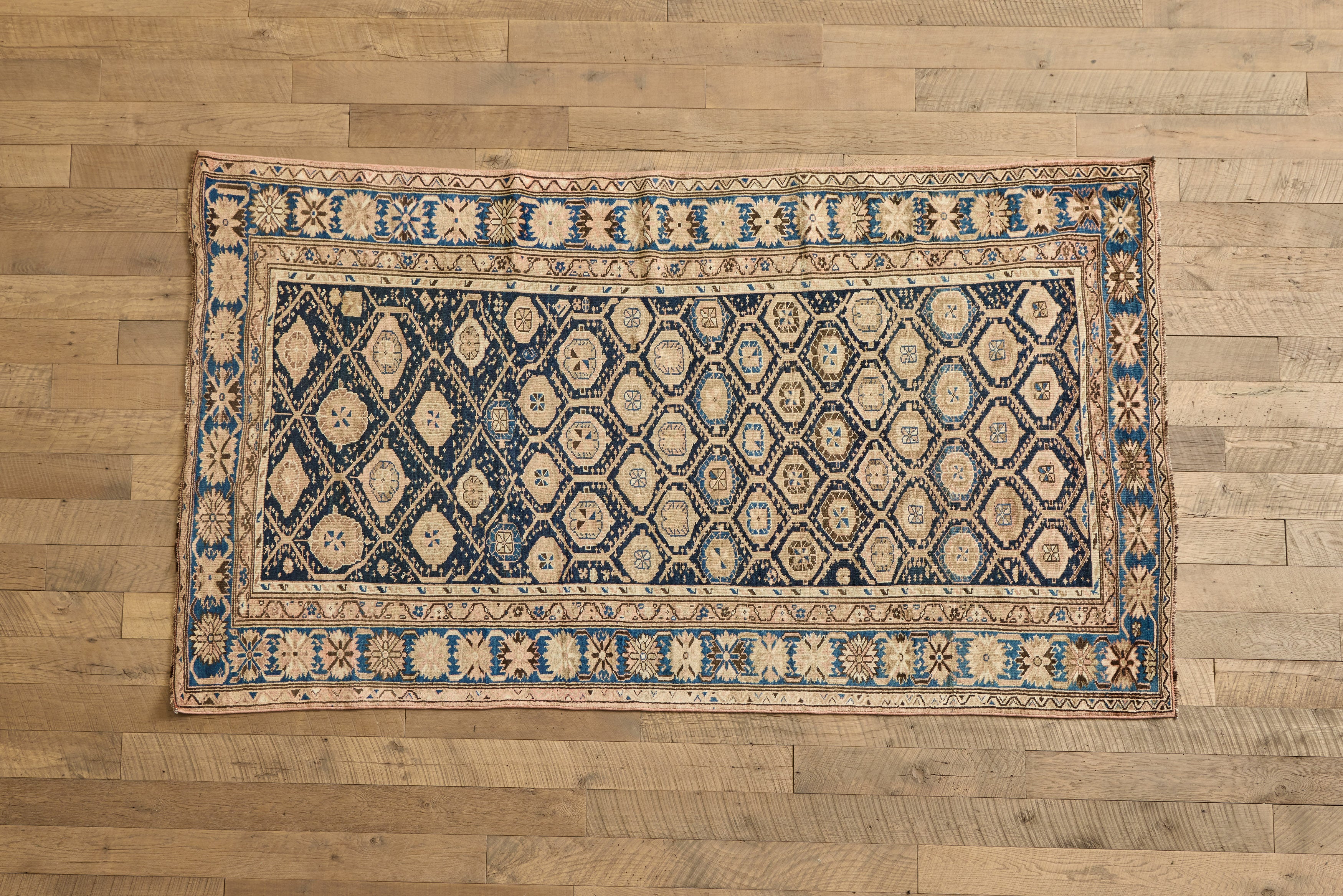 Blue & Beige Caucasian Rug 5'1 x 8'10
