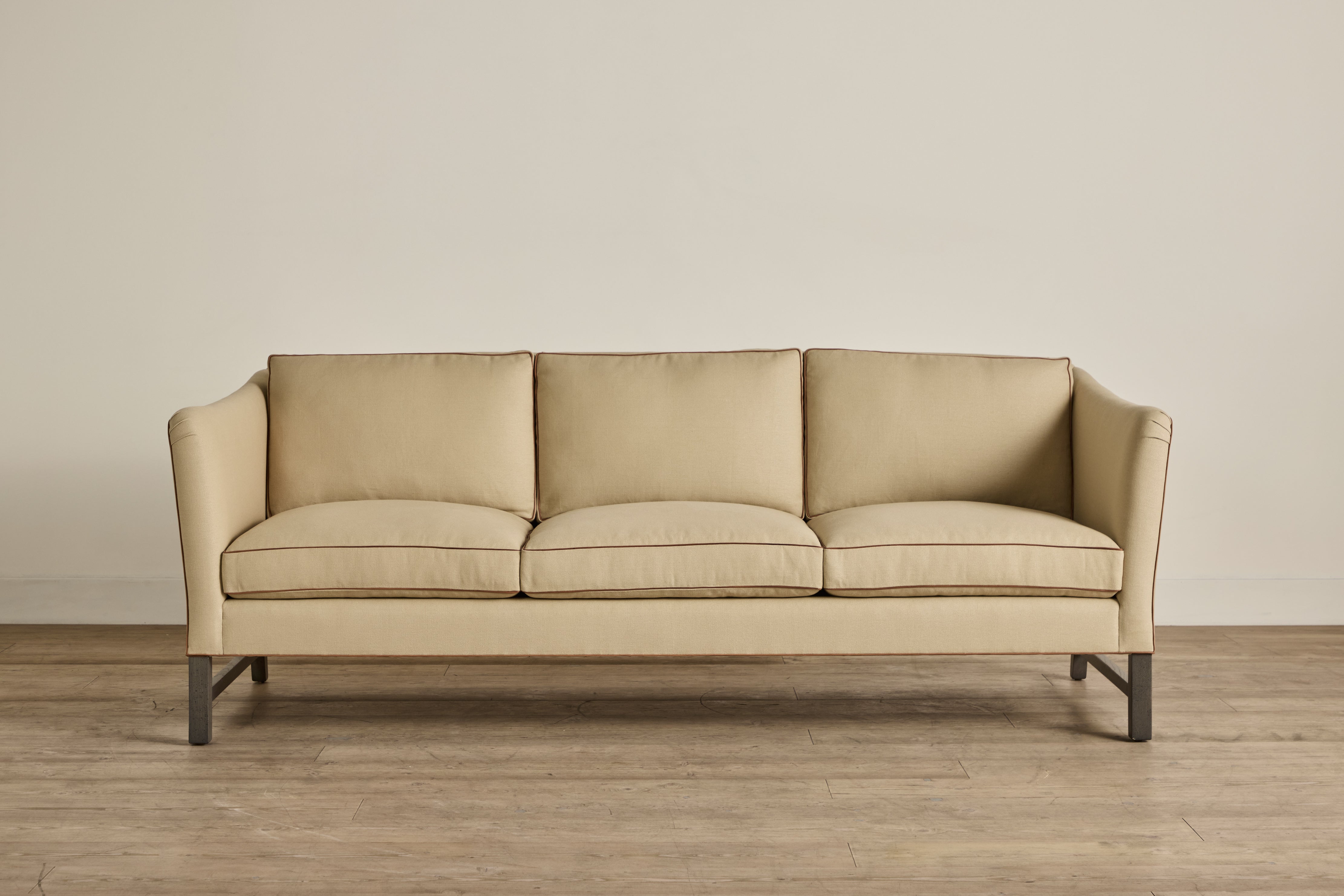 Shown in Customer's Own Material (Nickey Kehoe, Hemp in Flax with Howe Leather Tan Piping and Smoked Oak), 98 In.