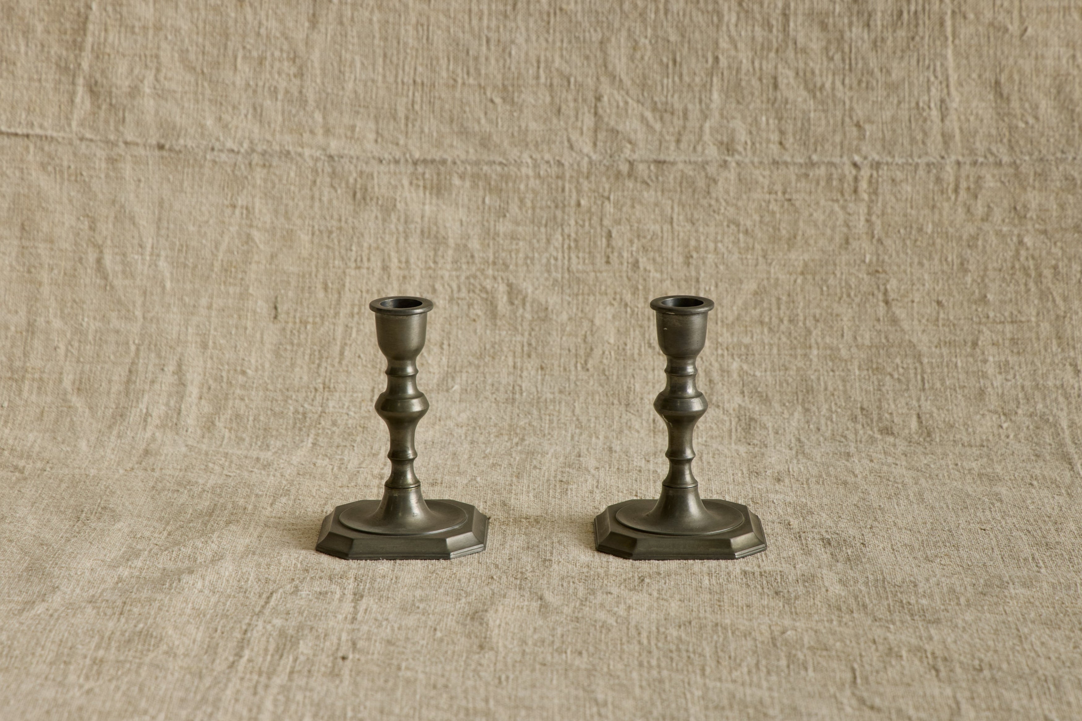 Pair of Danish Pewter Candlestick Holders