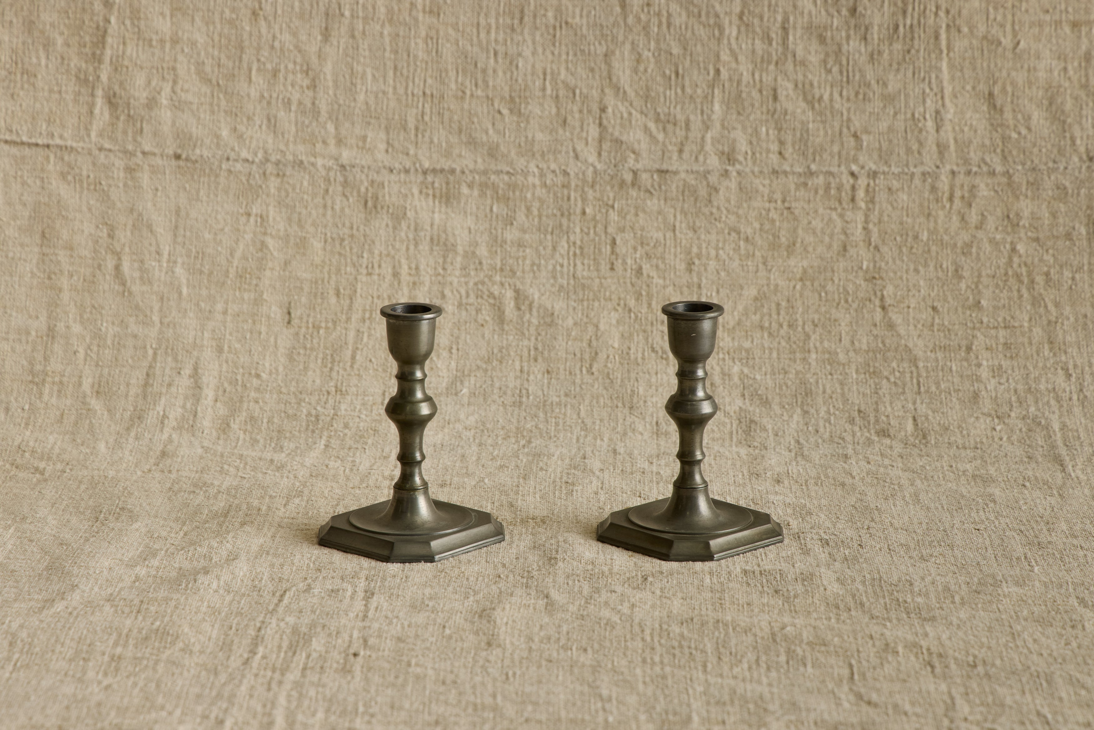 Pair of Danish Pewter Candlestick Holders