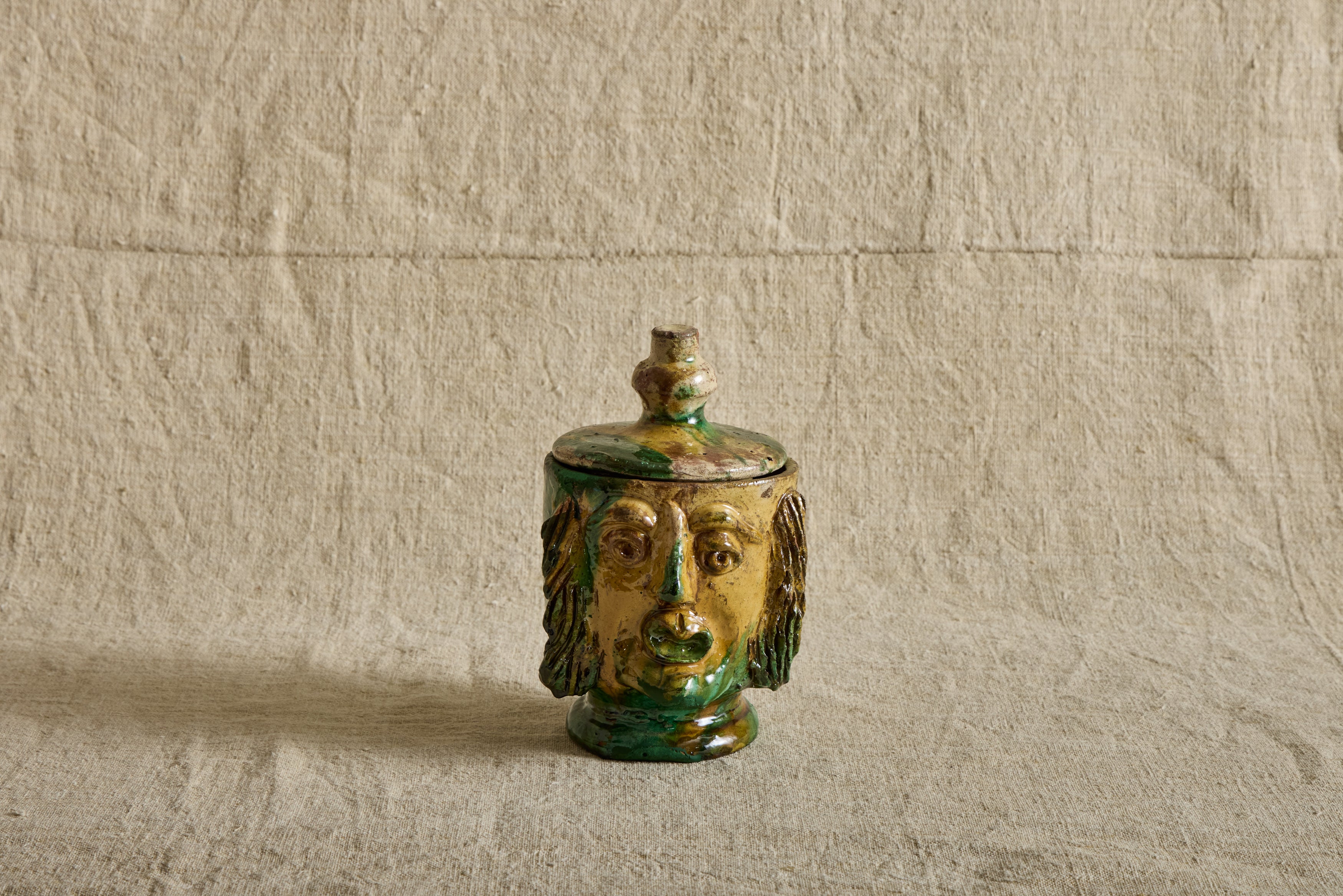 Yellow Italian Face Jar
