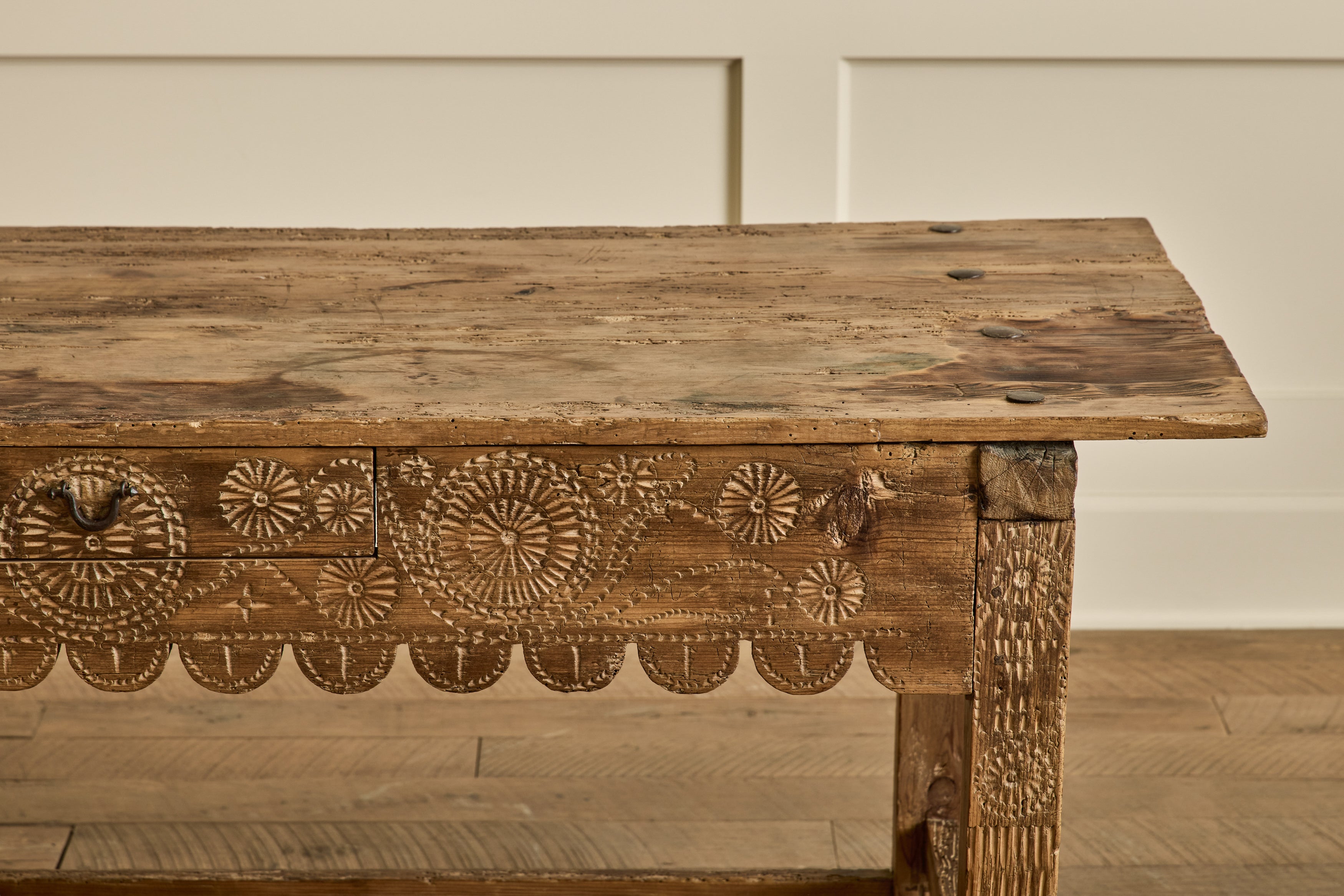 Rustic Carved Console Table
