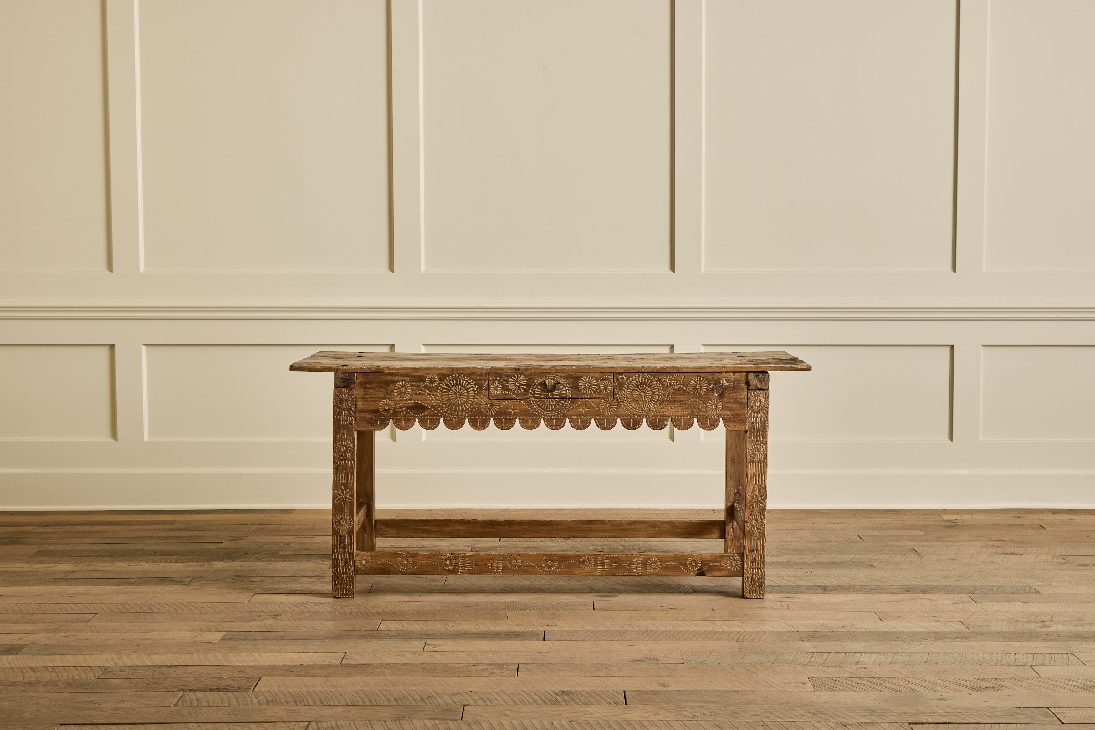 Rustic Carved Console Table